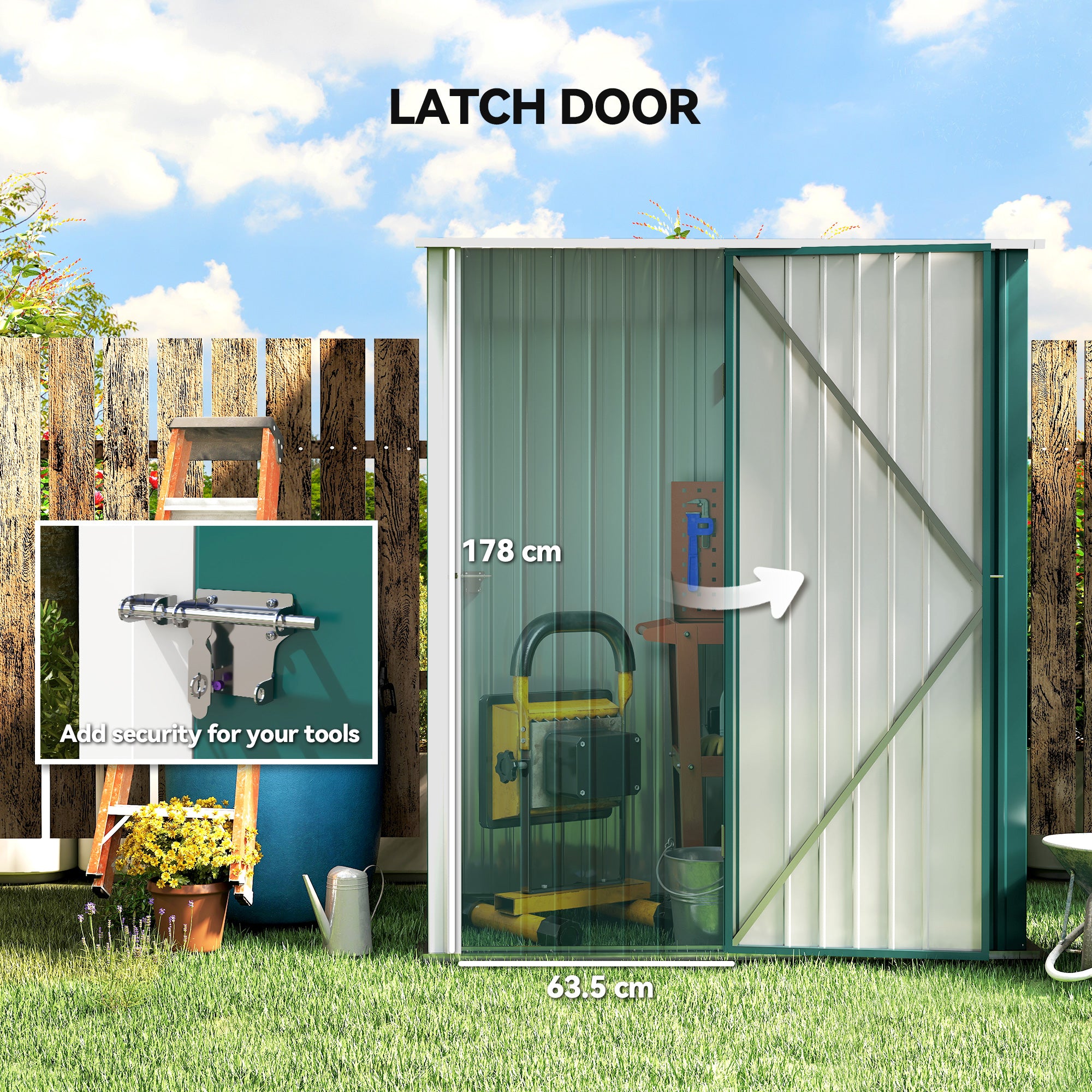 Outsunny Outdoor Storage Shed, Garden Metal Storage Shed w/ Single Door for Garden, Patio, 5.3ft x 3.1ft, Green