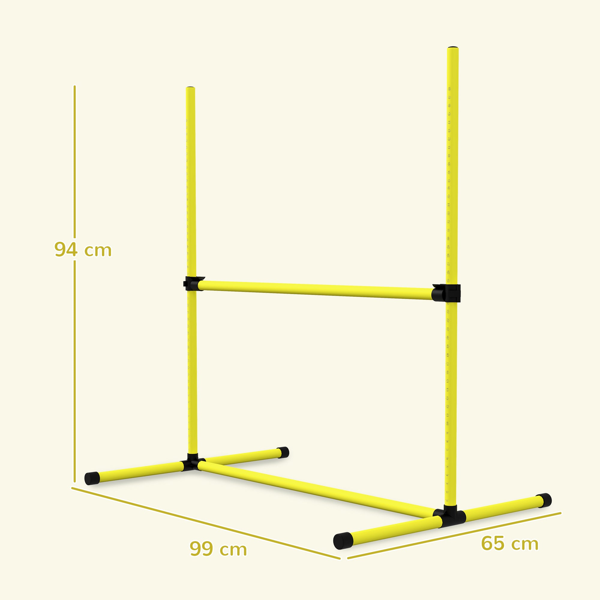 PawHut 4 Pieces Dog Agility Training Equipment, Adjustable Height Jumps Hurdle with Carrying Bag for Outdoor, Yellow - North Peak Garden Furniture