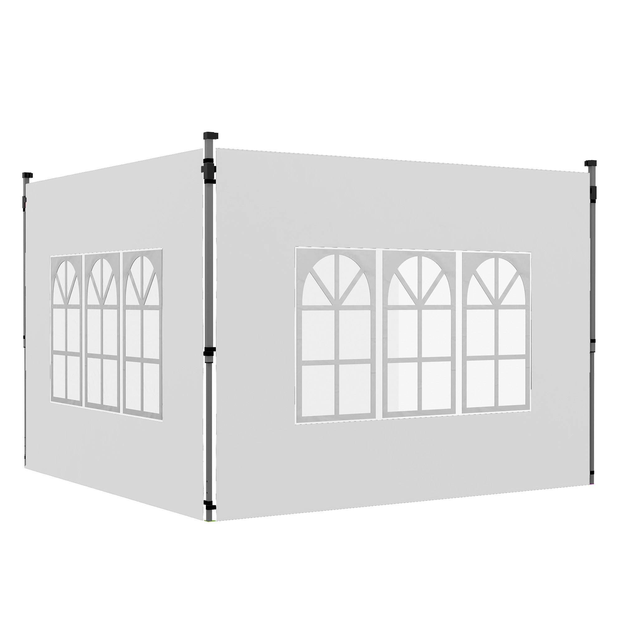 Outsunny Gazebo Side Panels, Sides Replacement with Window for 3x3(m) or 3x4m Pop Up Gazebo, 2 Pack, White - North Peak Garden Furniture
