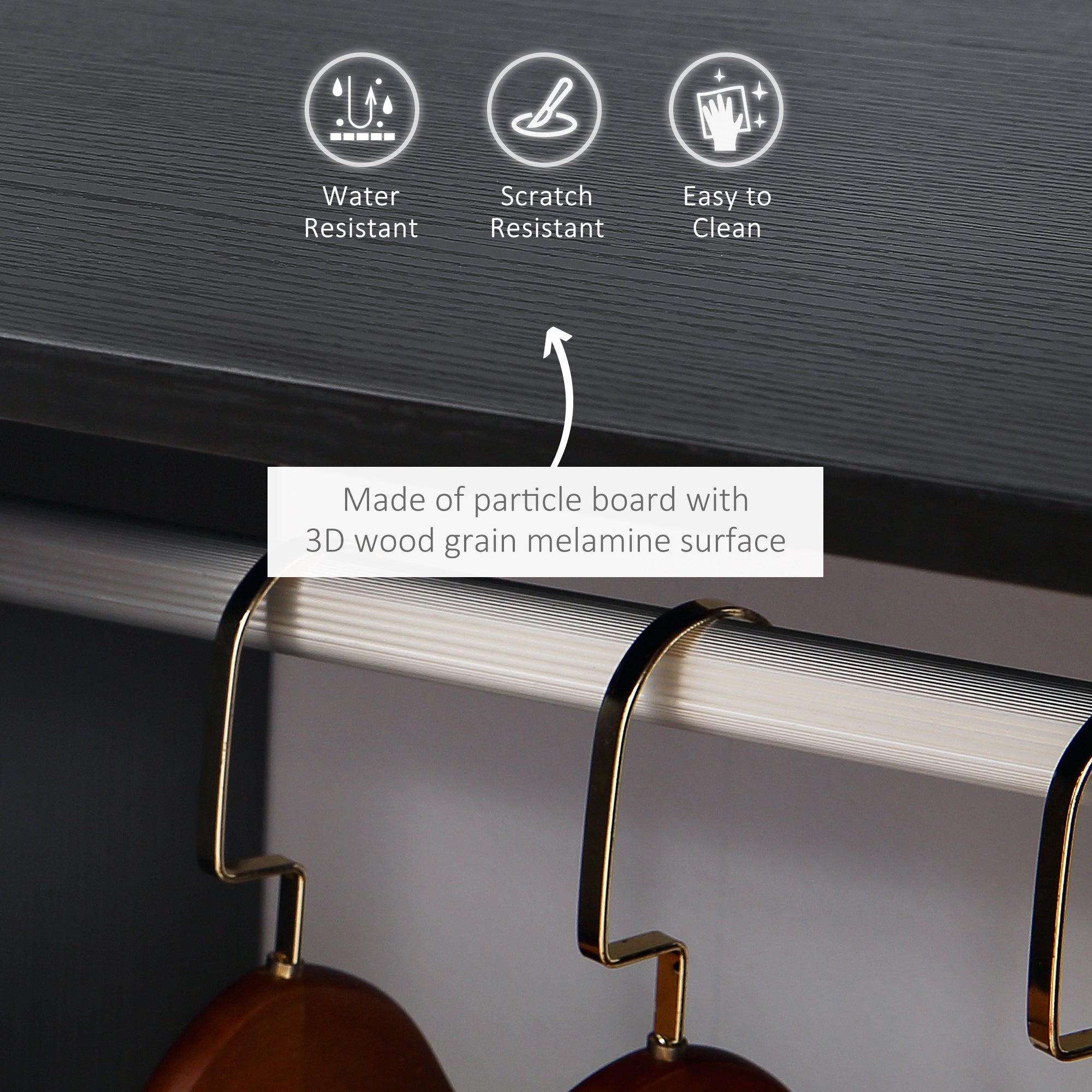 HOMCOM Open Wardrobe for Bedroom, Small Wardrobe on Wheels with Clothes Rail, Storage Shelves, Mobile Garment Rack for Clothes Storage, Cloakroom, Hallway, Black - North Peak Garden Furniture