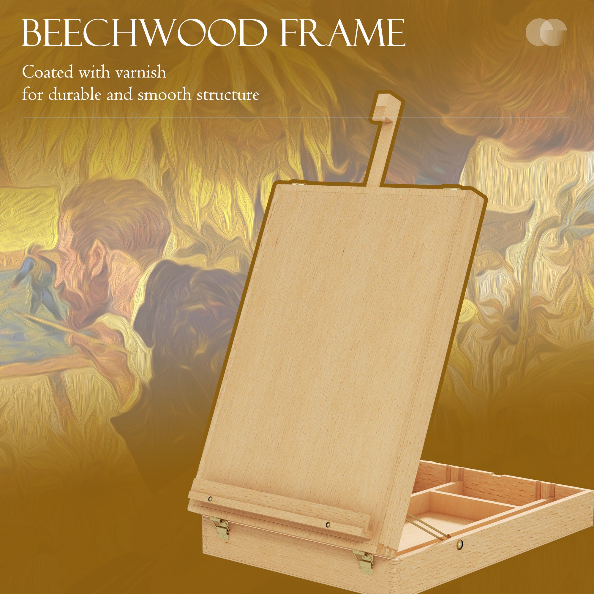 Vinsetto Wooden Table Easel Box Hold Canvas up to 61cm, Adjustable Beechwood Storage Table Box Easel, Portable Folding Artist Drawing & Sketching Board for Adults, Beginners, Artists Painting - North Peak Garden Furniture