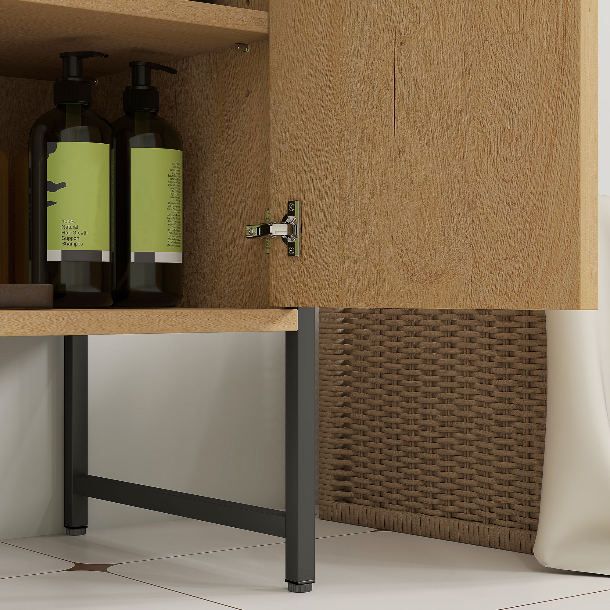 HOMCOM Bathroom Vanity Unit, Under Sink Storage Cabinet with Soft-Close Doors for Basin without or with Pedestal, Natural - North Peak Garden Furniture
