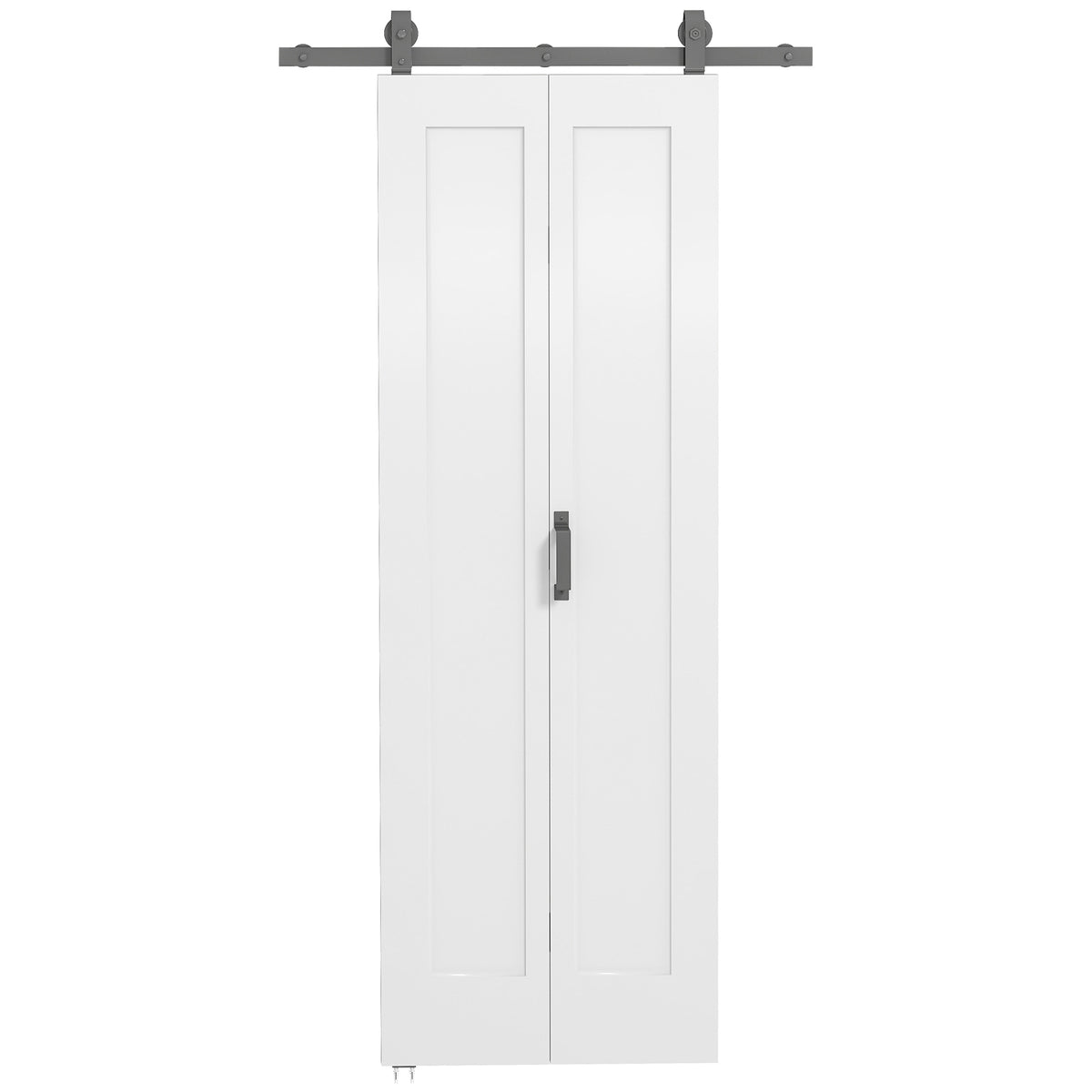 HOMCOM Slide Door, 70cm Modern Sliding Door Set Kit with Steel Rail, White
