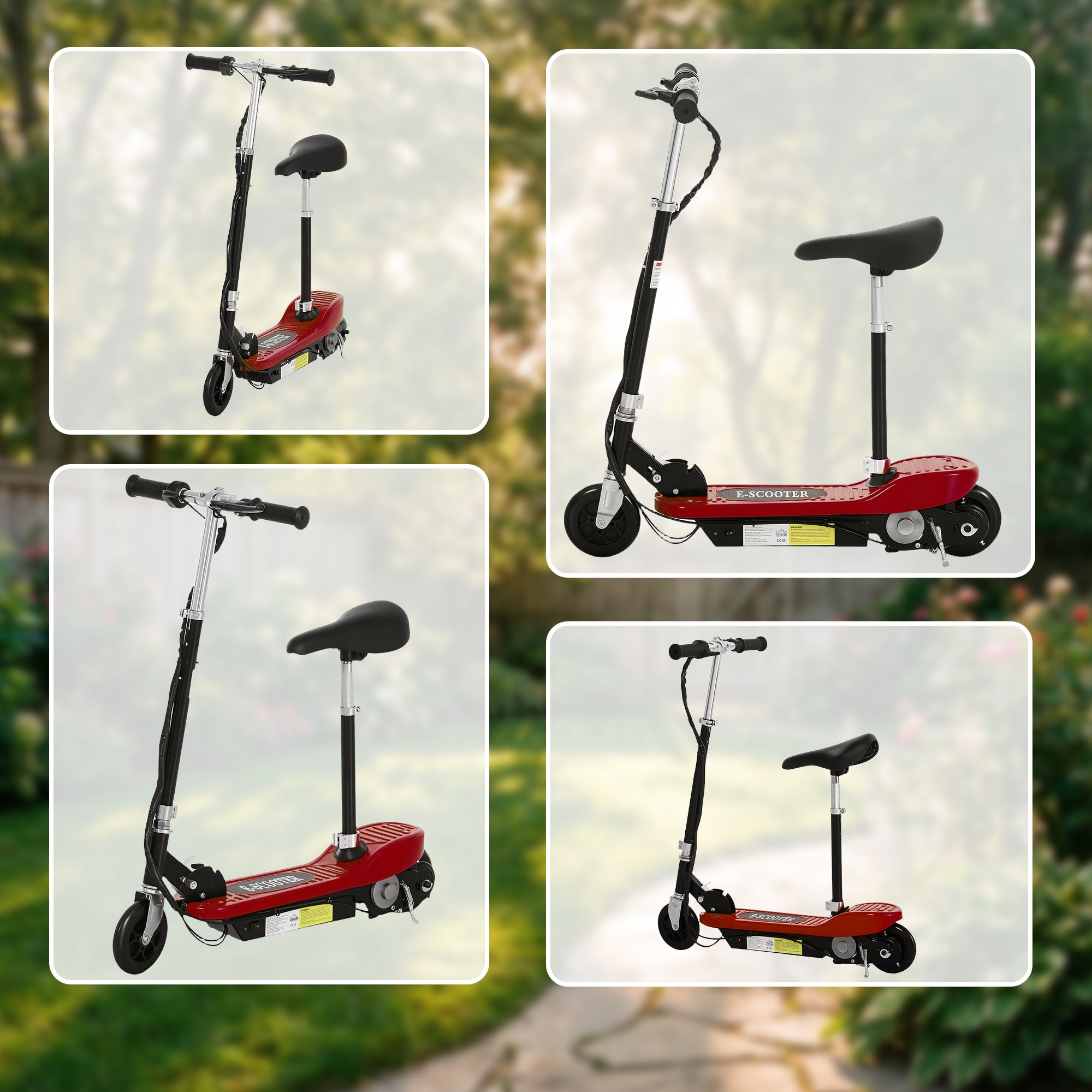 HOMCOM Outdoor Ride On Powered Scooter Sporting Toy 120W Motor Bike 2 x 12V Battery - Red