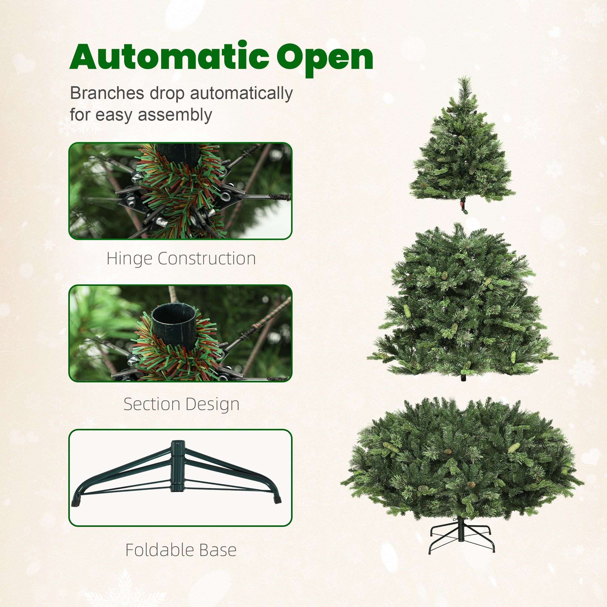 HOMCOM 7.5ft Carolina Pine Christmas Tree with Colourful DIY Synchronized LED Lights and Remote