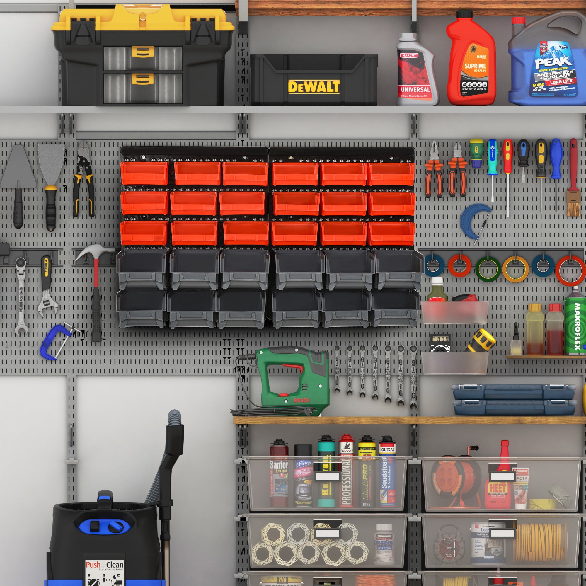 DURHAND 30 Cubbie On-Wall Storage Board Tool Screw Organiser Garage Workshop DIY Container w/ Screw Kit Tool Equipment Tidy - North Peak Garden Furniture