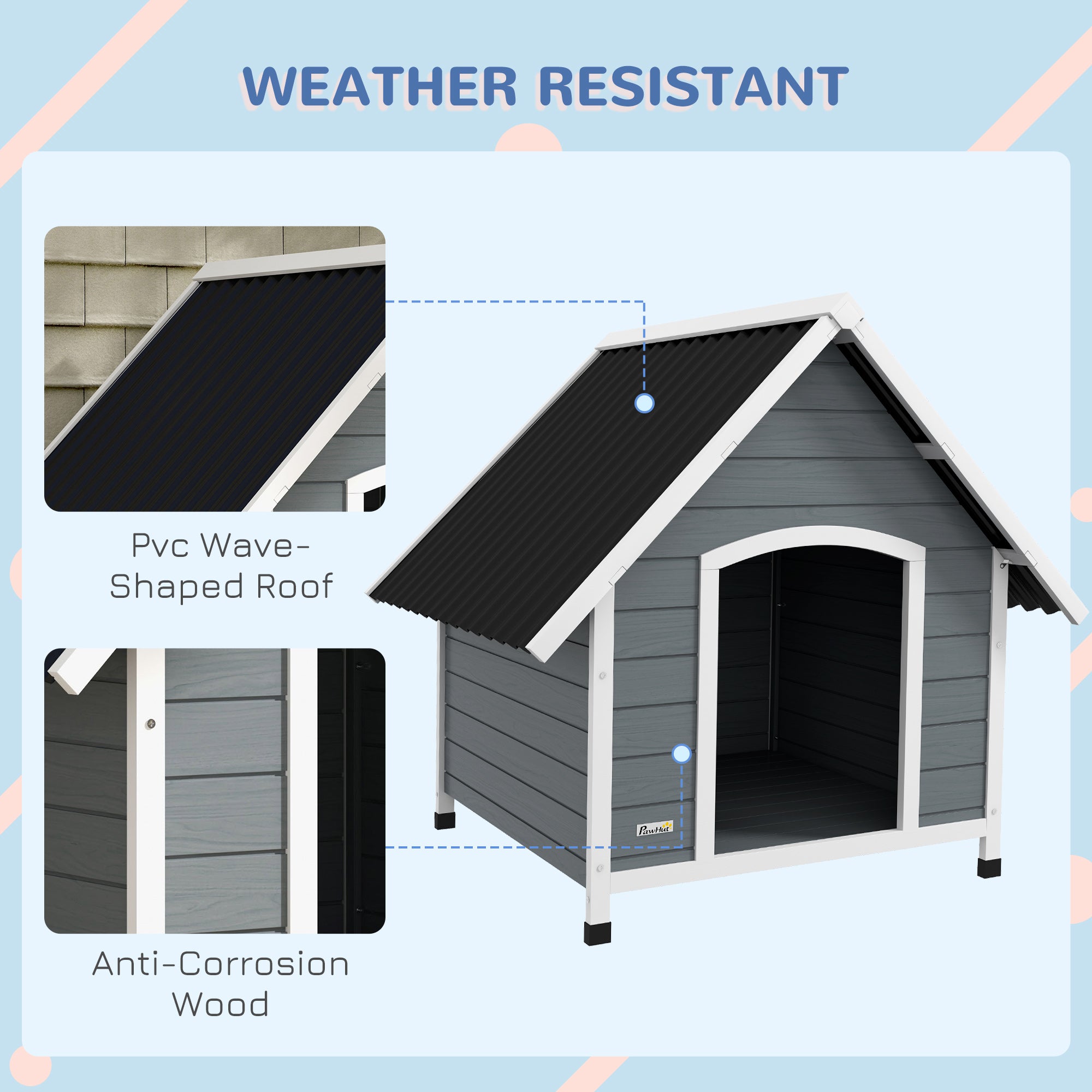 PawHut Outdoor Dog Kennel, Wooden Dog House, with Removable Floor, Anti-Corrosion Wood, for Large Dogs, 106.5H x 110W x 98Dcm - North Peak Garden Furniture