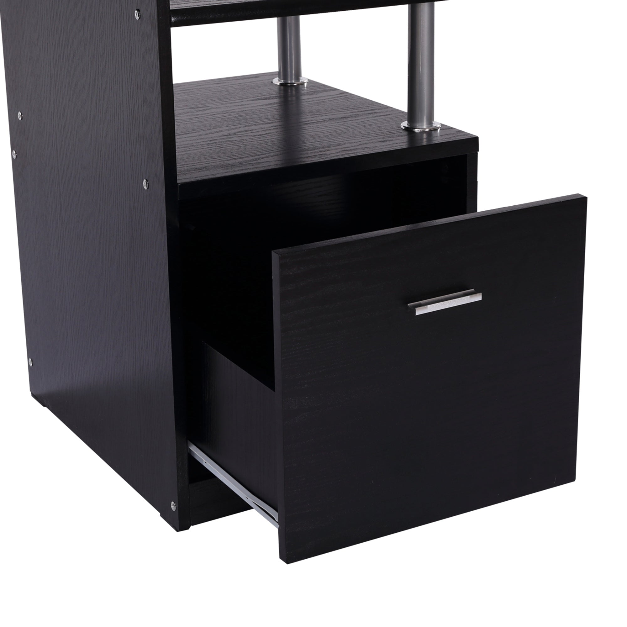 HOMCOM Computer Desk PC Workstation with Drawer Shelves CPU Storage Rack Home Office Furniture 152 x 60 x 88cm (BLACK) - North Peak Garden Furniture