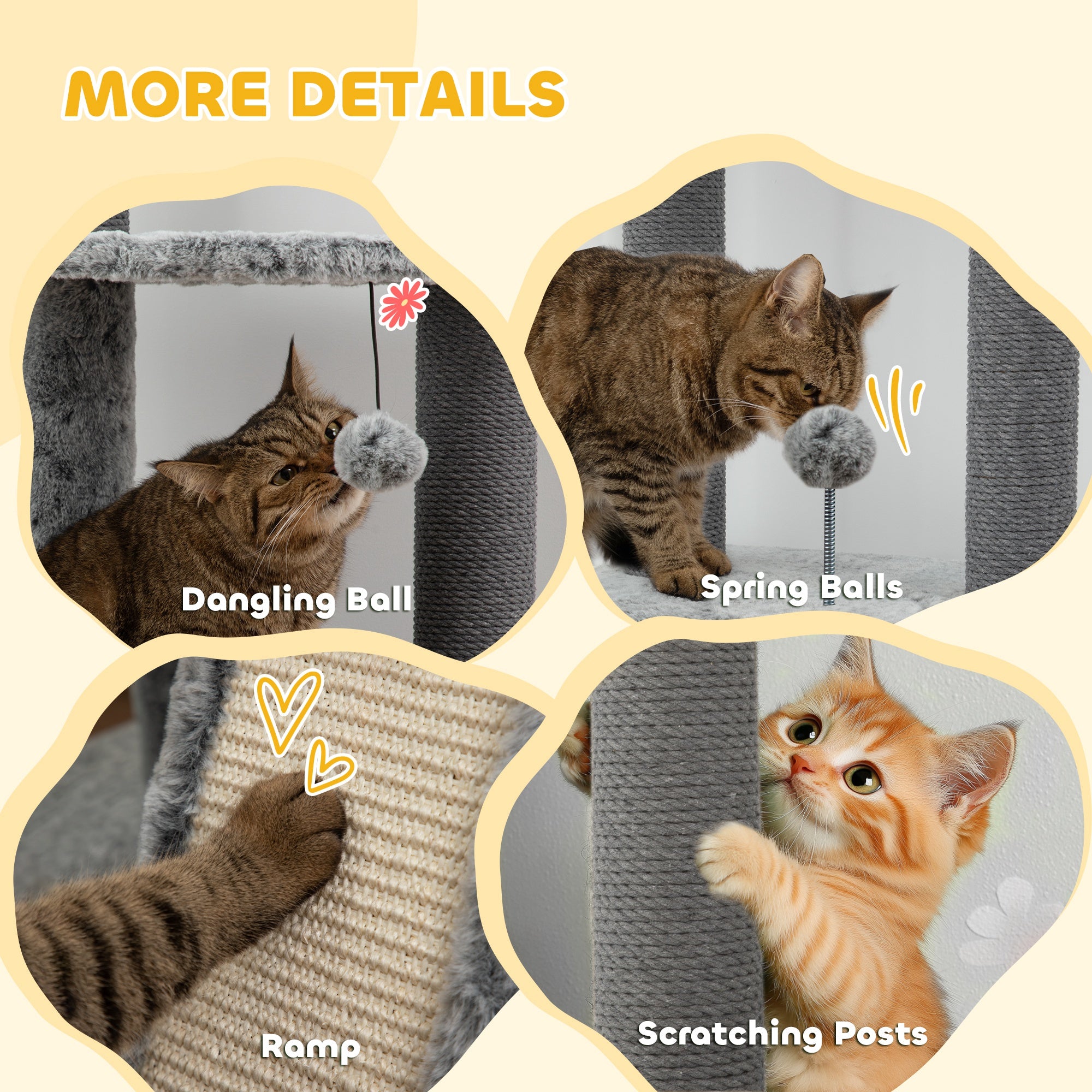 PawHut 225-255cm Height Floor-to-Ceiling Cat Tree Large Cat Tower w/ Cat Scratching Posts, Ramp, Condo - North Peak Garden Furniture