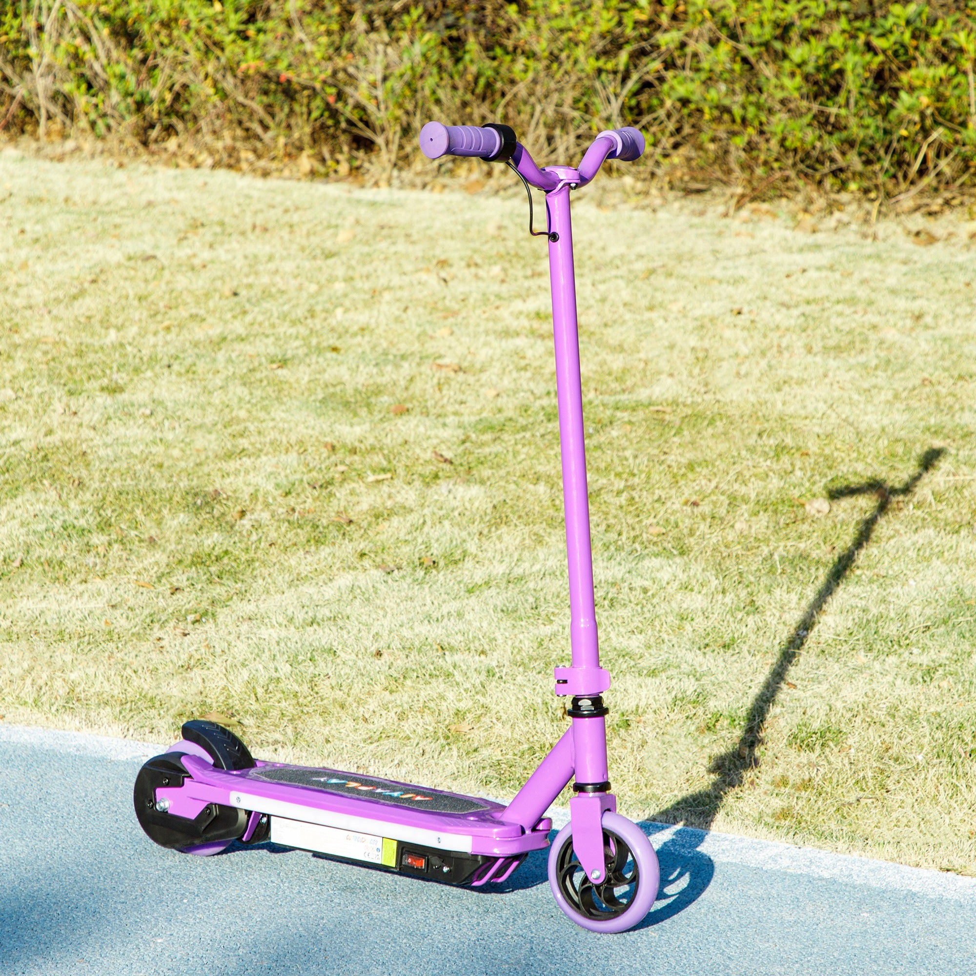 AIYAPLAY Electric Scooter for Ages 6-14, with Colourful Light and Electric Brake, Electric Scooter E Scooter, Up to 10 KM/H & 8 KM, Purple - North Peak Garden Furniture