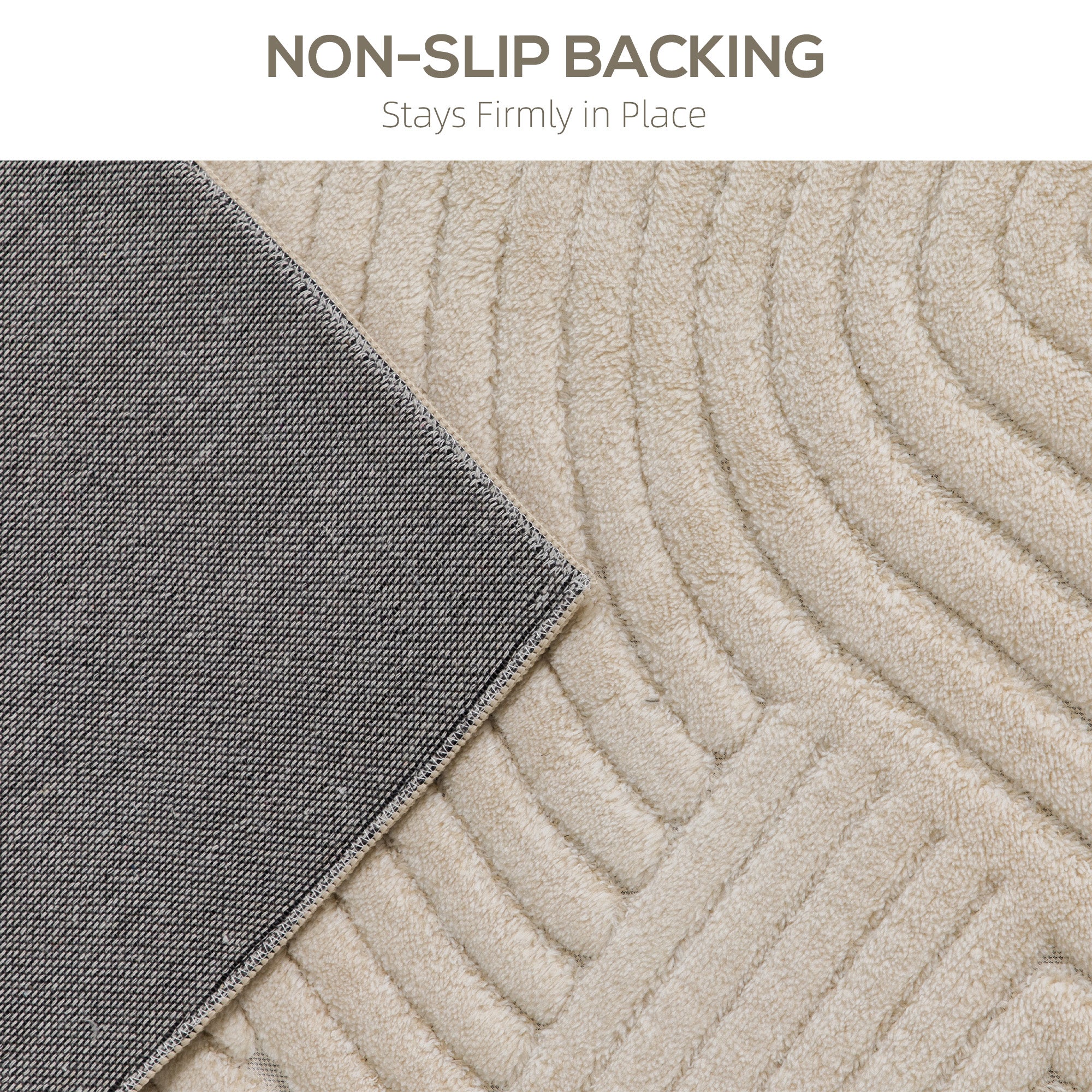 HOMCOM Modern Geometric Rug, Thick & Plush, Non-Slip, 230 x 160 cm – Cream, Living Room/Bedroom/Office