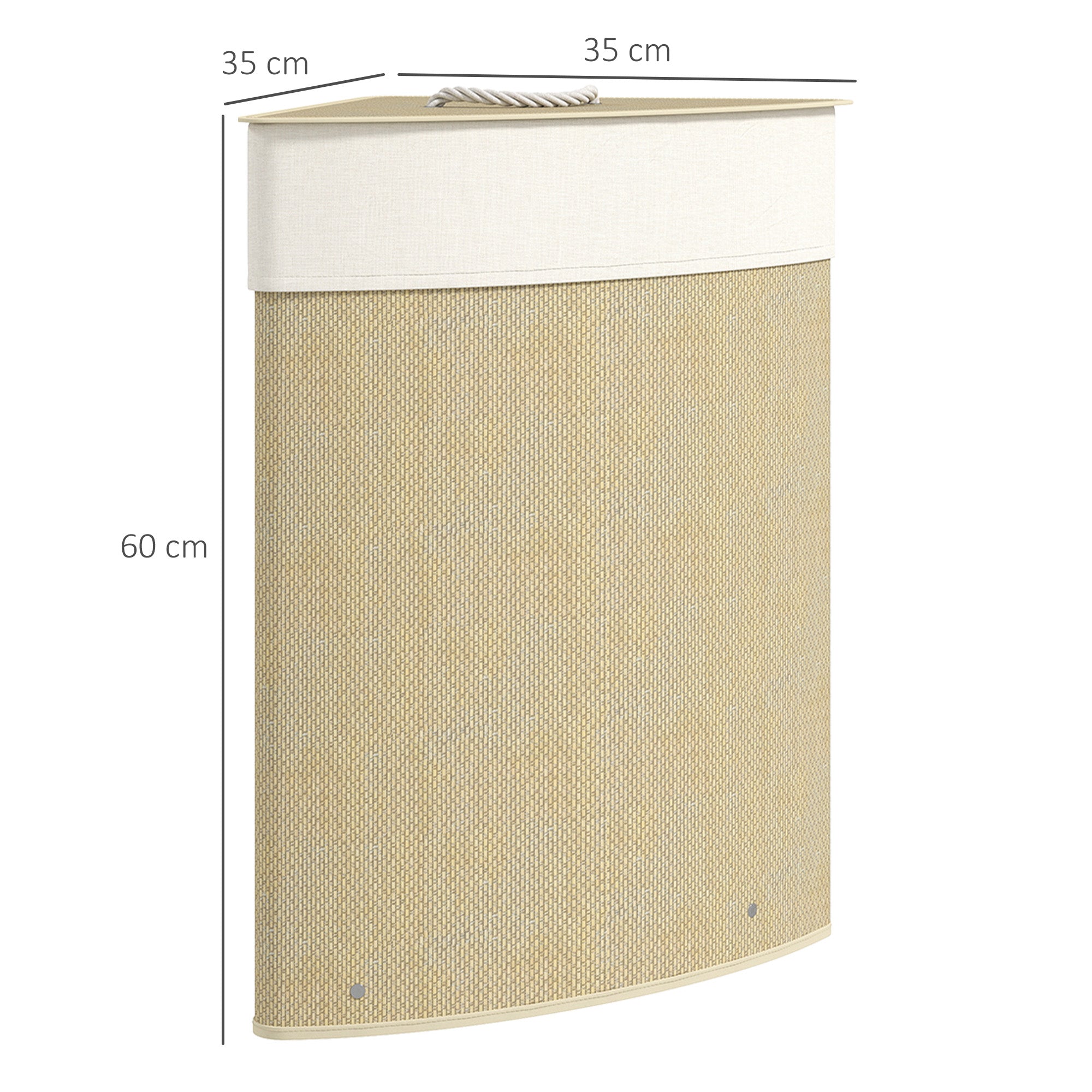 HOMCOM Bamboo Laundry Basket with Lid, 55L Corner Laundry Hamper with Removable Washable Liner Bag, Bathroom Triangle Washing Basket, 35 x 35 x 60 cm, Nature Wood Finish - North Peak Garden Furniture