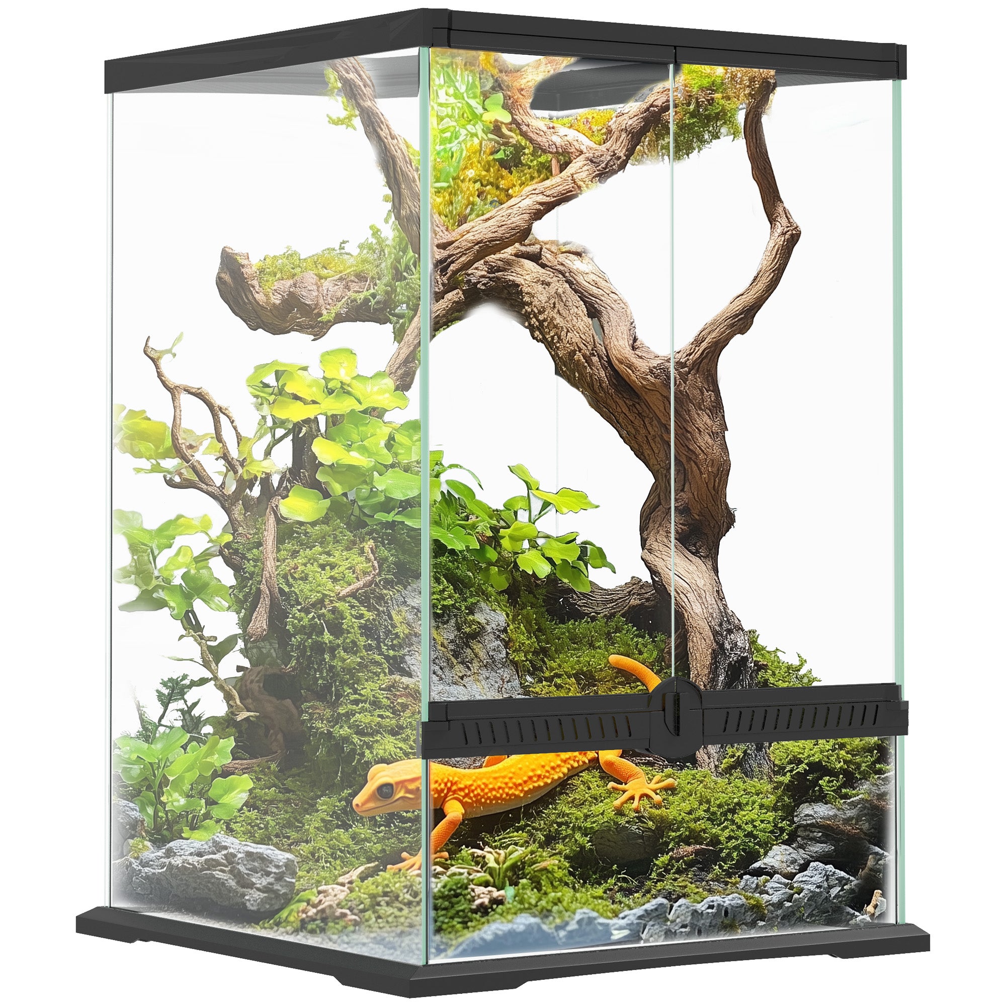PawHut 40L Vivarium for Lizards, Frogs, Snakes, Turtles, Tortoises w/ Anti-Escape Design, Ventilation - North Peak Garden Furniture