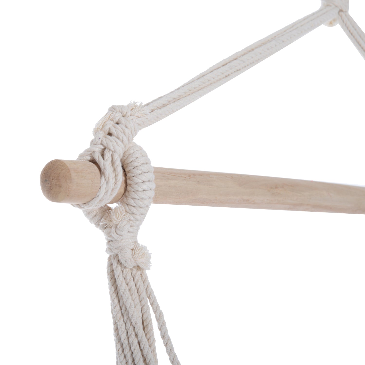 Outsunny Outdoor Hanging Rope Chair with Cotton Rope, Garden Hammock Chair with Wooden Support Bar Cotton Cloth, Portable Garden Chair for Patio & Tree, Red - North Peak Garden Furniture