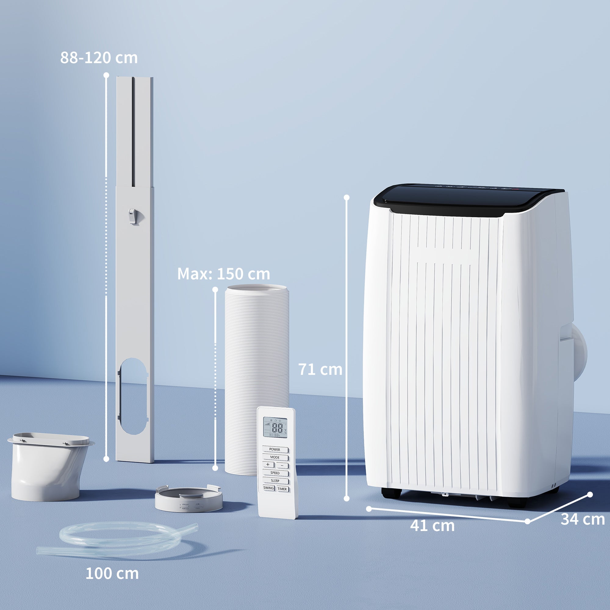HOMCOM 14000 BTU 5-in-1 Portable Air Conditioner with Cool, Heat, Dehumidifier, Fan, Sleep, WiFi Voice Control, White