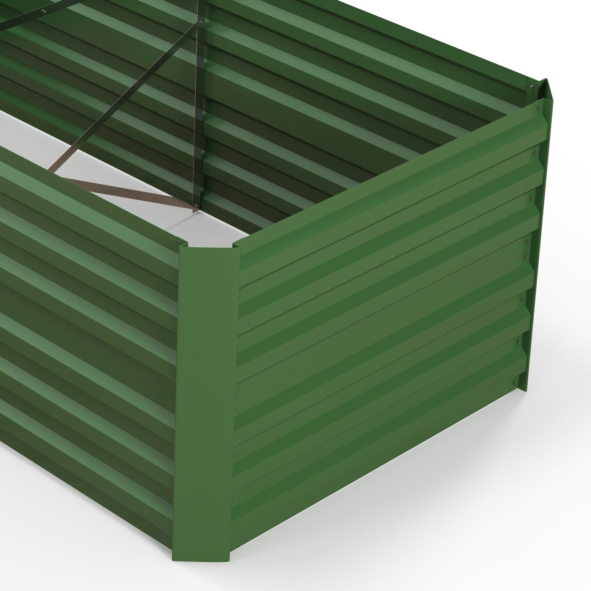Outsunny Set of 2 Raised Beds for Garden, Galvanised Steel Outdoor Planters with Multi-reinforced Rods for Vegetables, Plants, Flowers and Herbs, 180 x 90 x 59 cm, Green - North Peak Garden Furniture