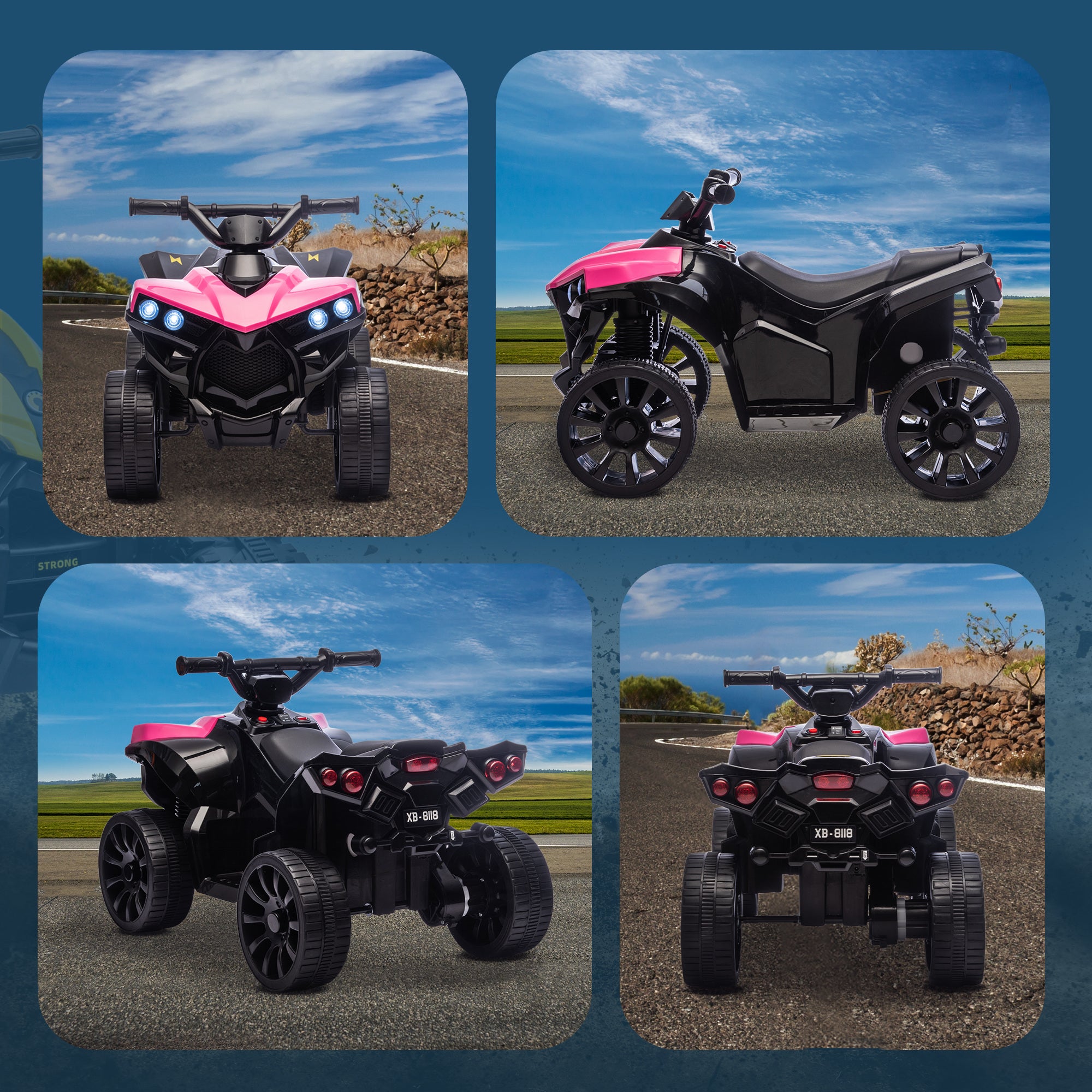 AIYAPLAY 6V Kids ATV, 4 Wheeler Electric Ride on Car with Music and LED Headlights, for Ages 3-6 Years Boys and Girls, Pink