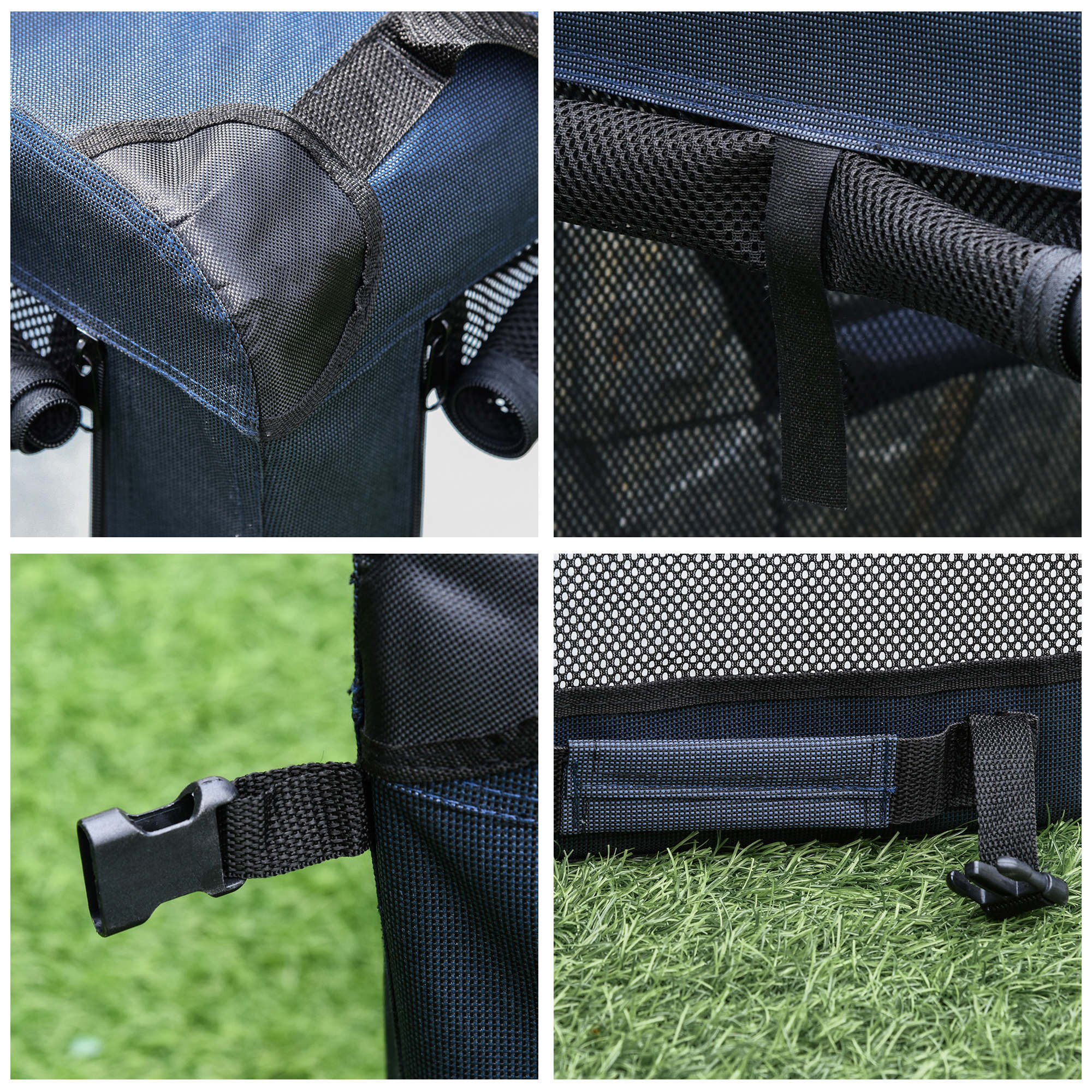 PawHut Foldable Pet Carrier for Small and Miniature Dogs, Portable Cat Carrier Soft Side Pet Travel Crate with Removable Mat, Storage Bags, Breathable Mesh 60 x 41.5 x 41cm - Dark Blue - North Peak Garden Furniture