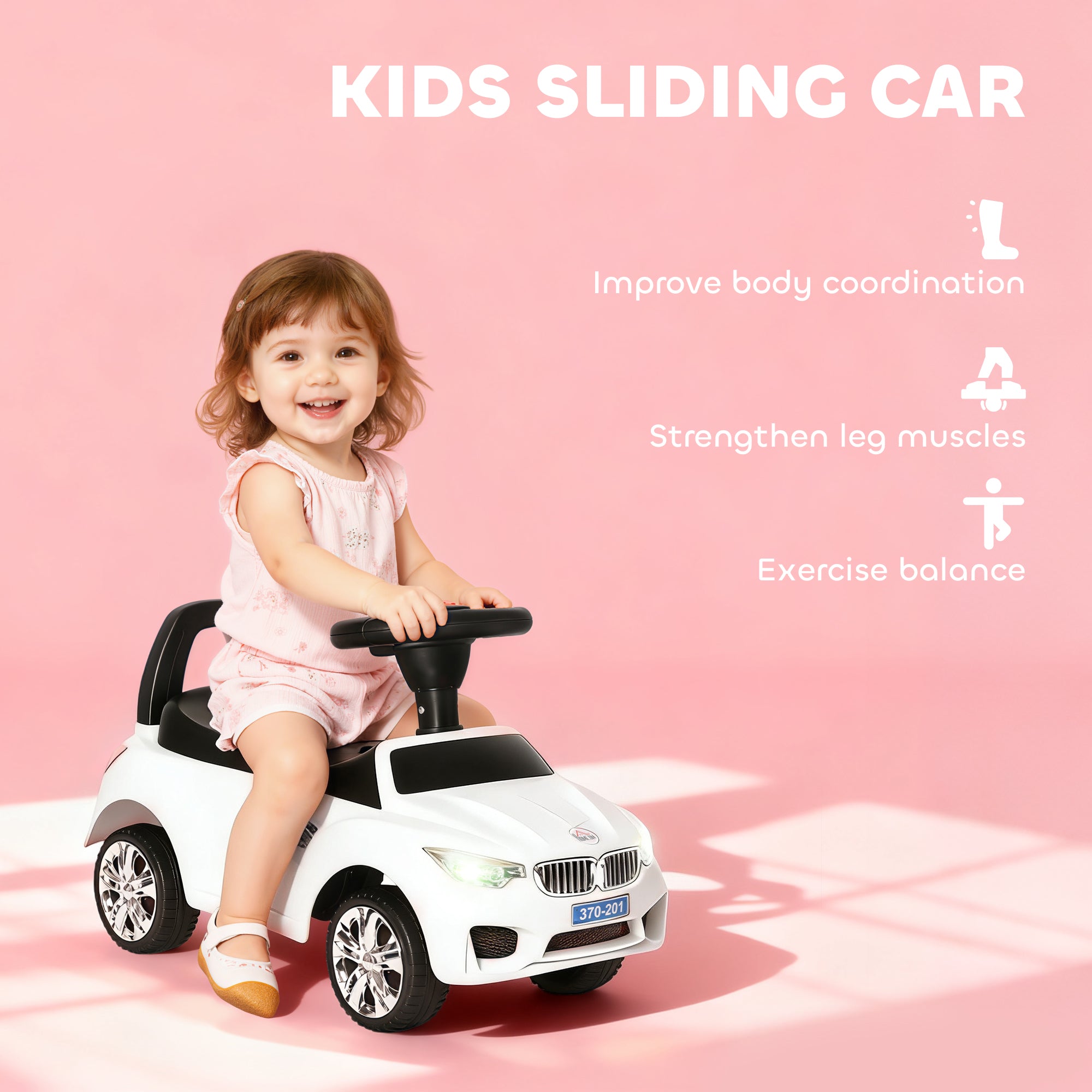 HOMCOM Ride on Car Baby Toddler Walker Foot to Floor Sliding Car Slider White