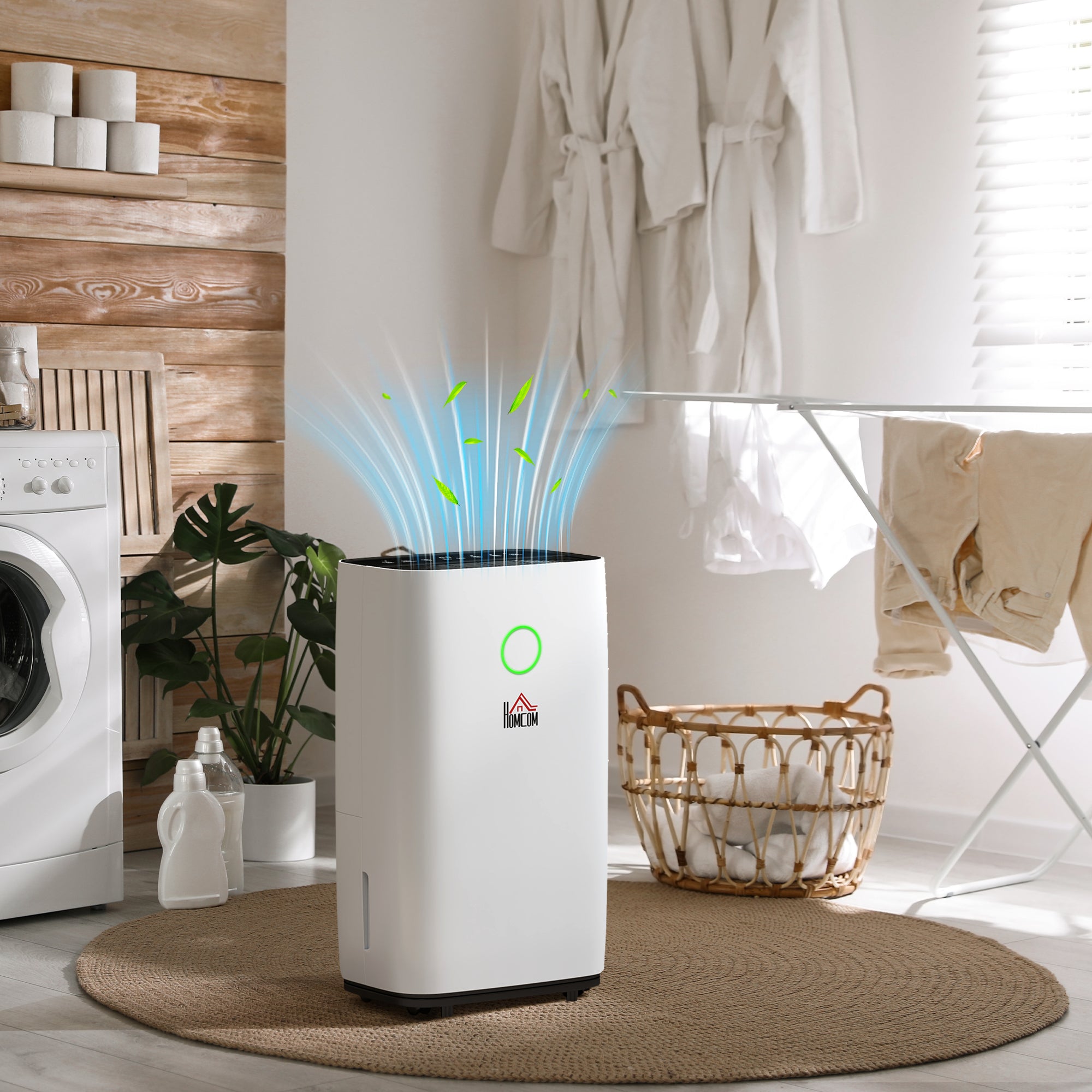 HOMCOM 20L/Day Portable Dehumidifier for Home, with LED Screen, Sleep Mode, 24H Timer, Electric Air Dehumidifier for Damp Laundry Bedroom Basement - North Peak Garden Furniture