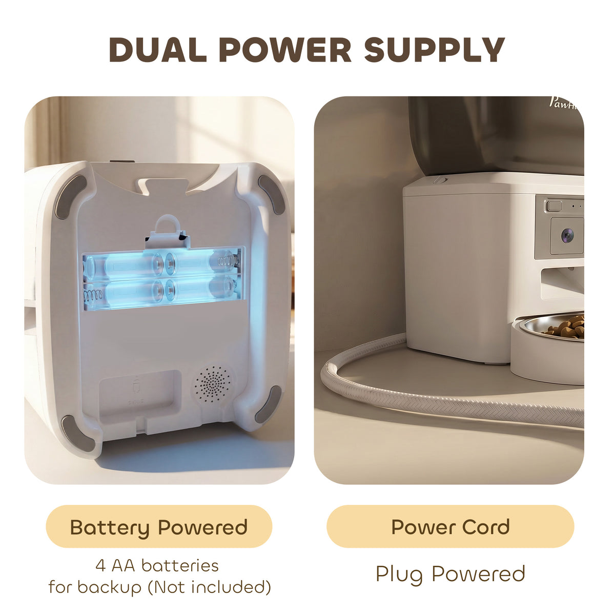 PawHut Automatic Cat Feeder with Camera, 2.4G WiFi, APP Control 4L Pet Feeder 1-10 Meals with 2-Way Audio, Dual Power Supply