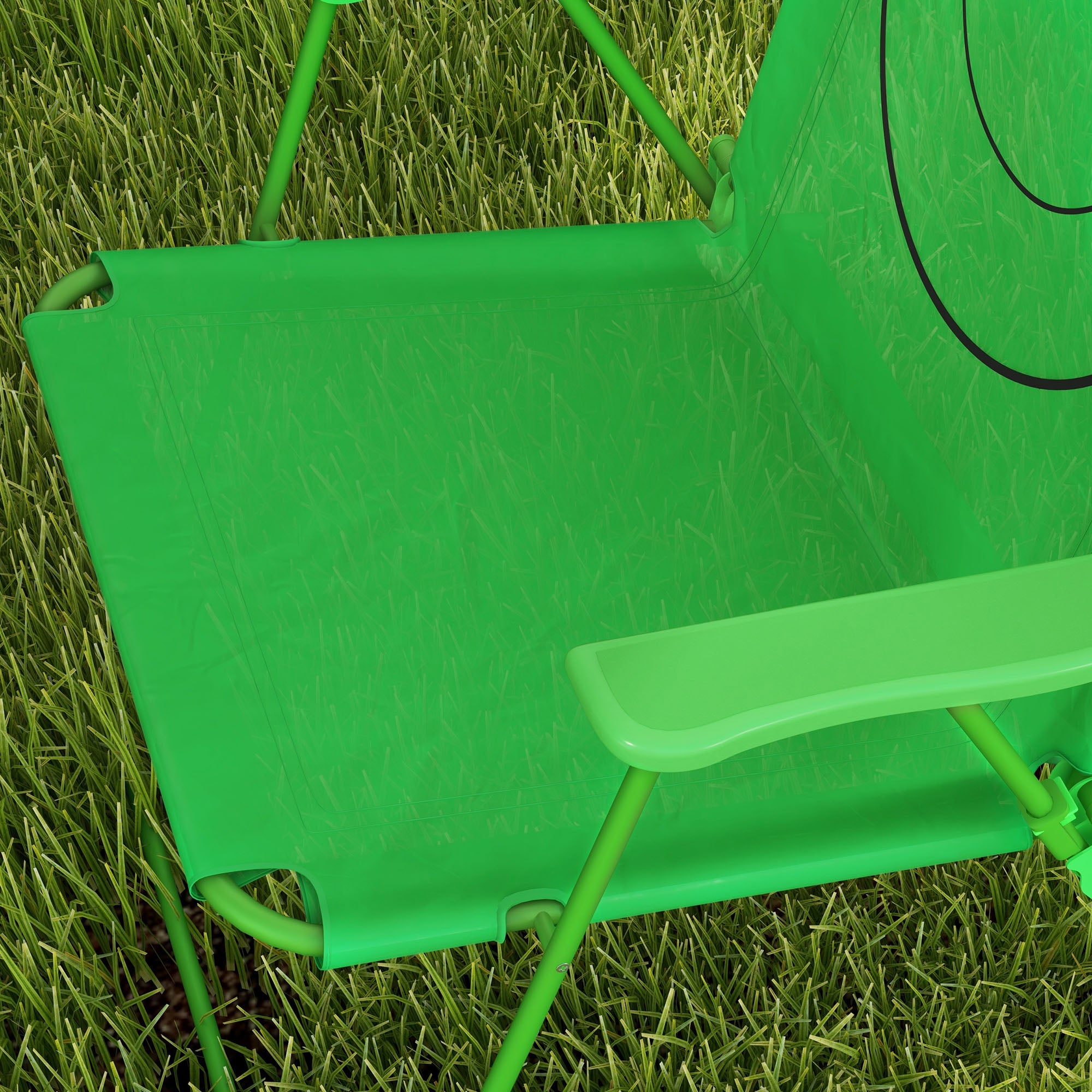Outsunny Kids Outdoor Table and Chairs Garden Furniture Frog Pattern with Removable & Height Adjustable Sun Umbrella, Green