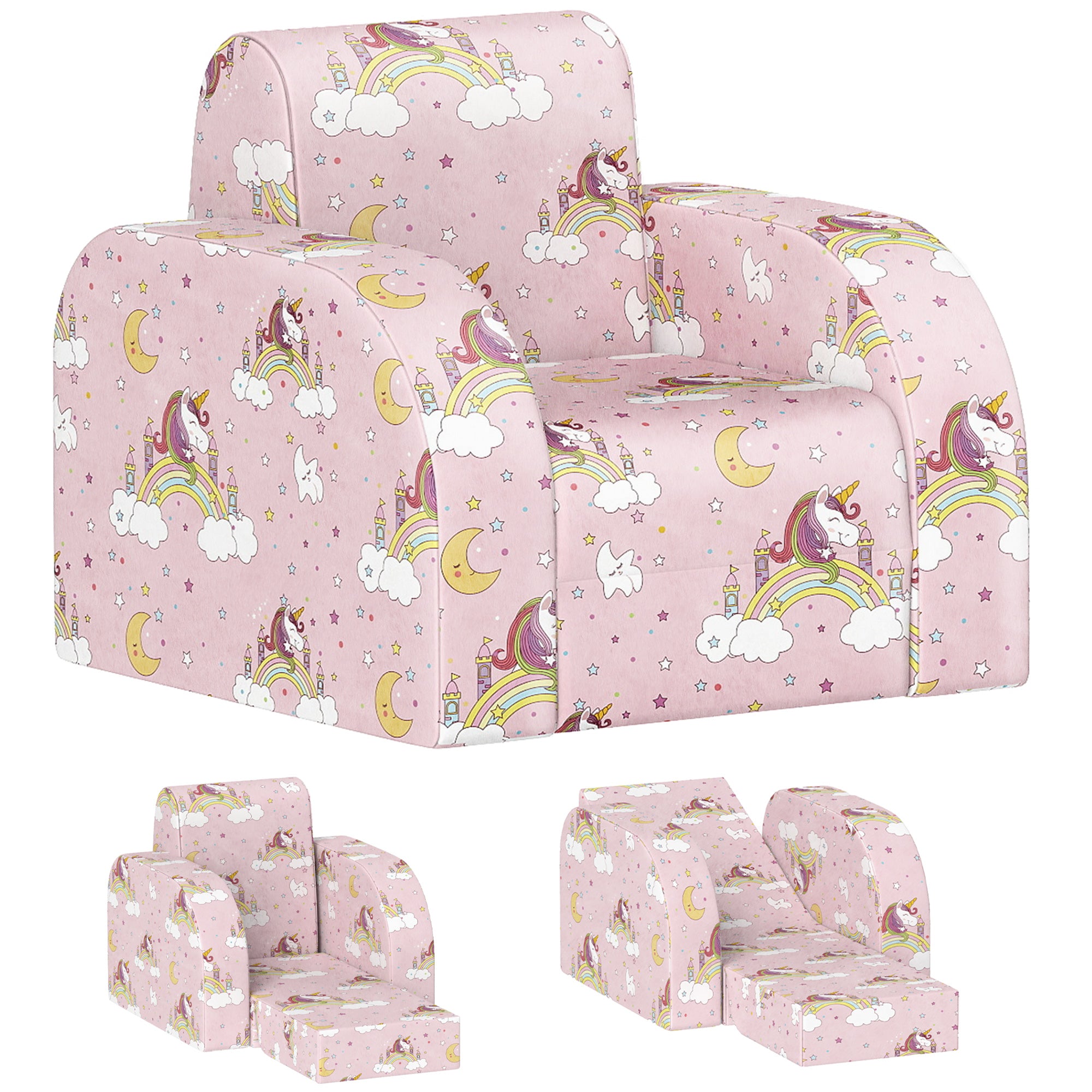 AIYAPLAY Foldable Toddler Chair Soft Snuggle Sponge Filled for Bedroom Playroom, Aged 18 Months to 3 Years - Pink - North Peak Garden Furniture