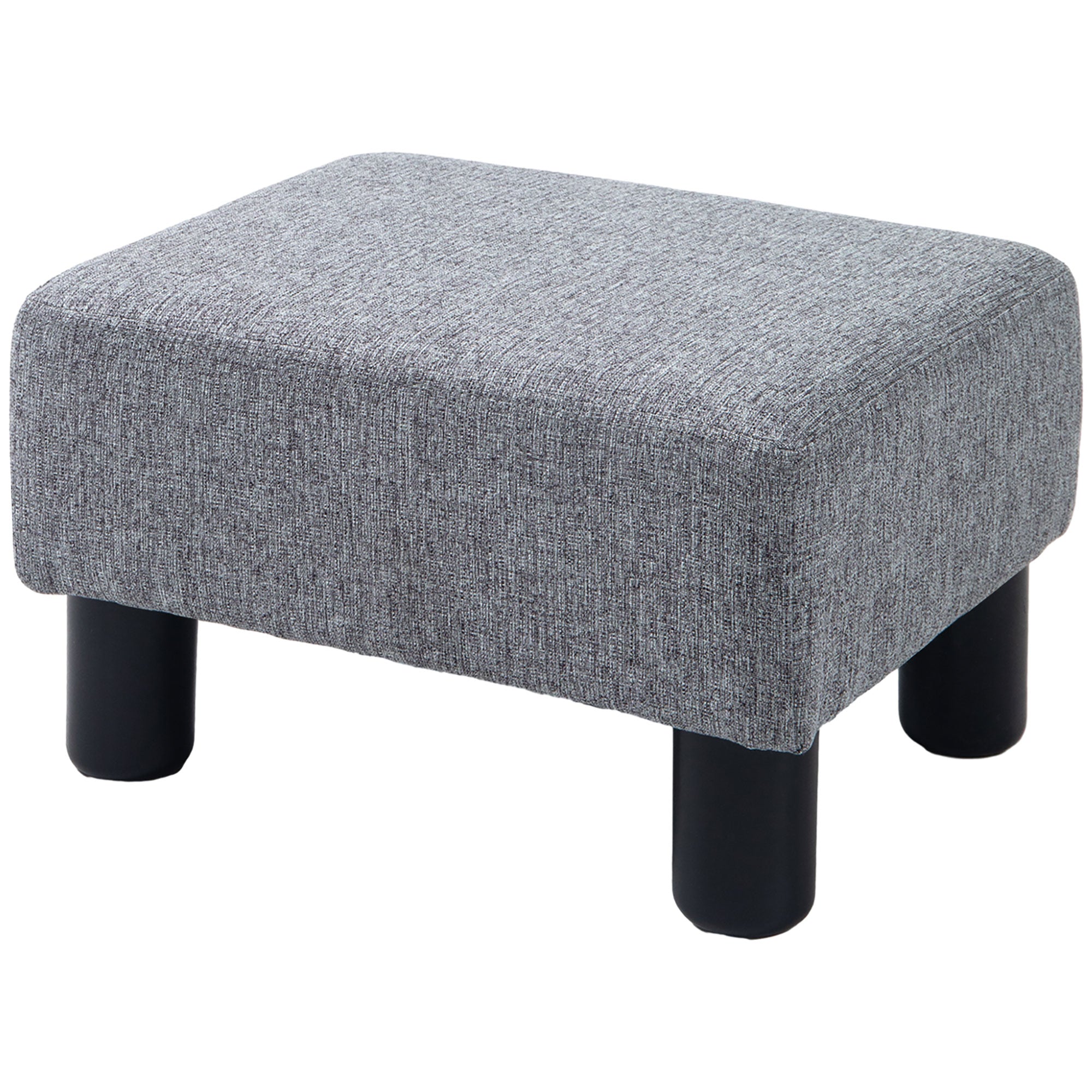 HOMCOM Linen Fabric Footstool Ottoman Cube with 4 Plastic Legs