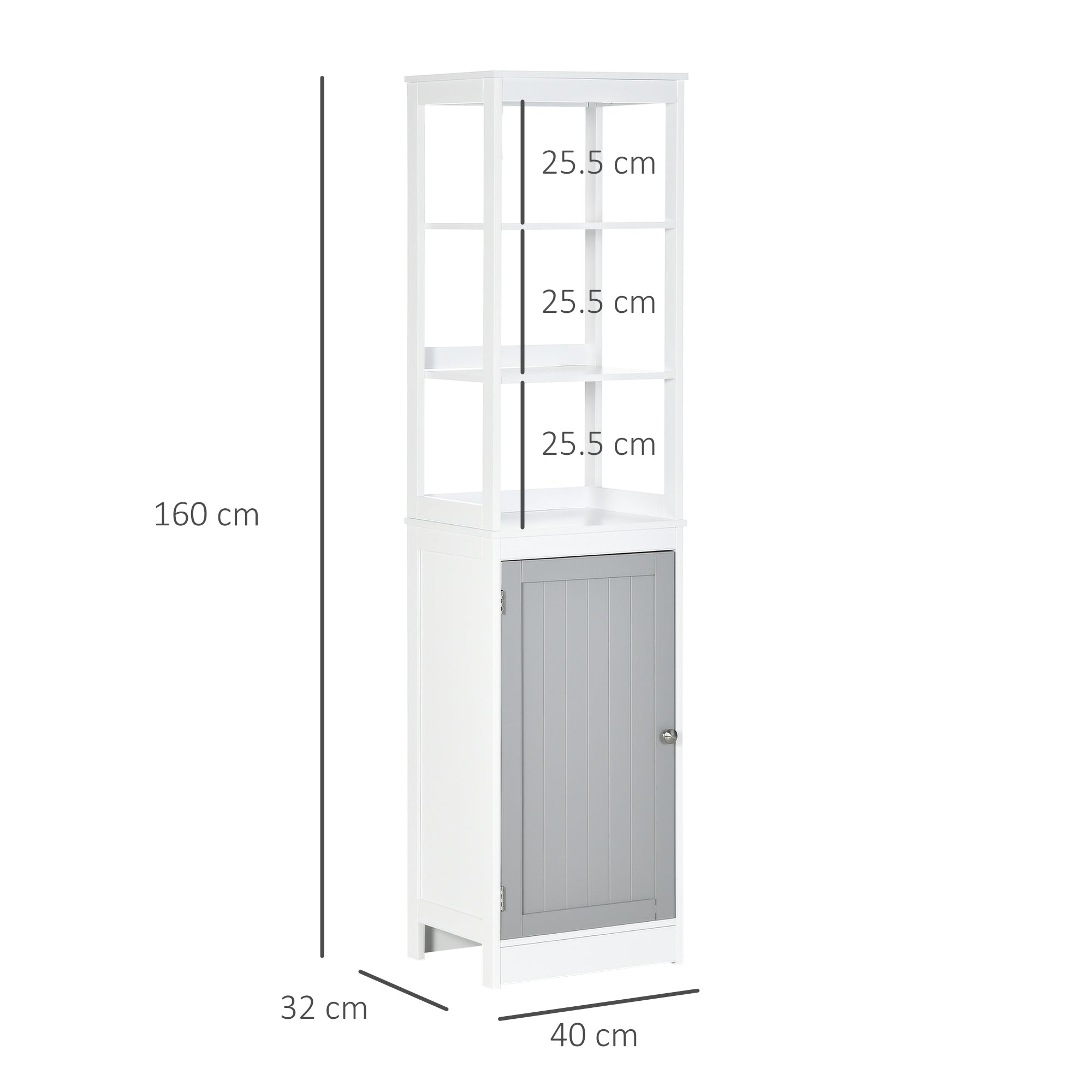 kleankin Tall Bathroom Cabinet Free Standing Slimline Cupboard Tallboy Unit Storage Organiser for Bathroom, Living Room, Kitchen - North Peak Garden Furniture