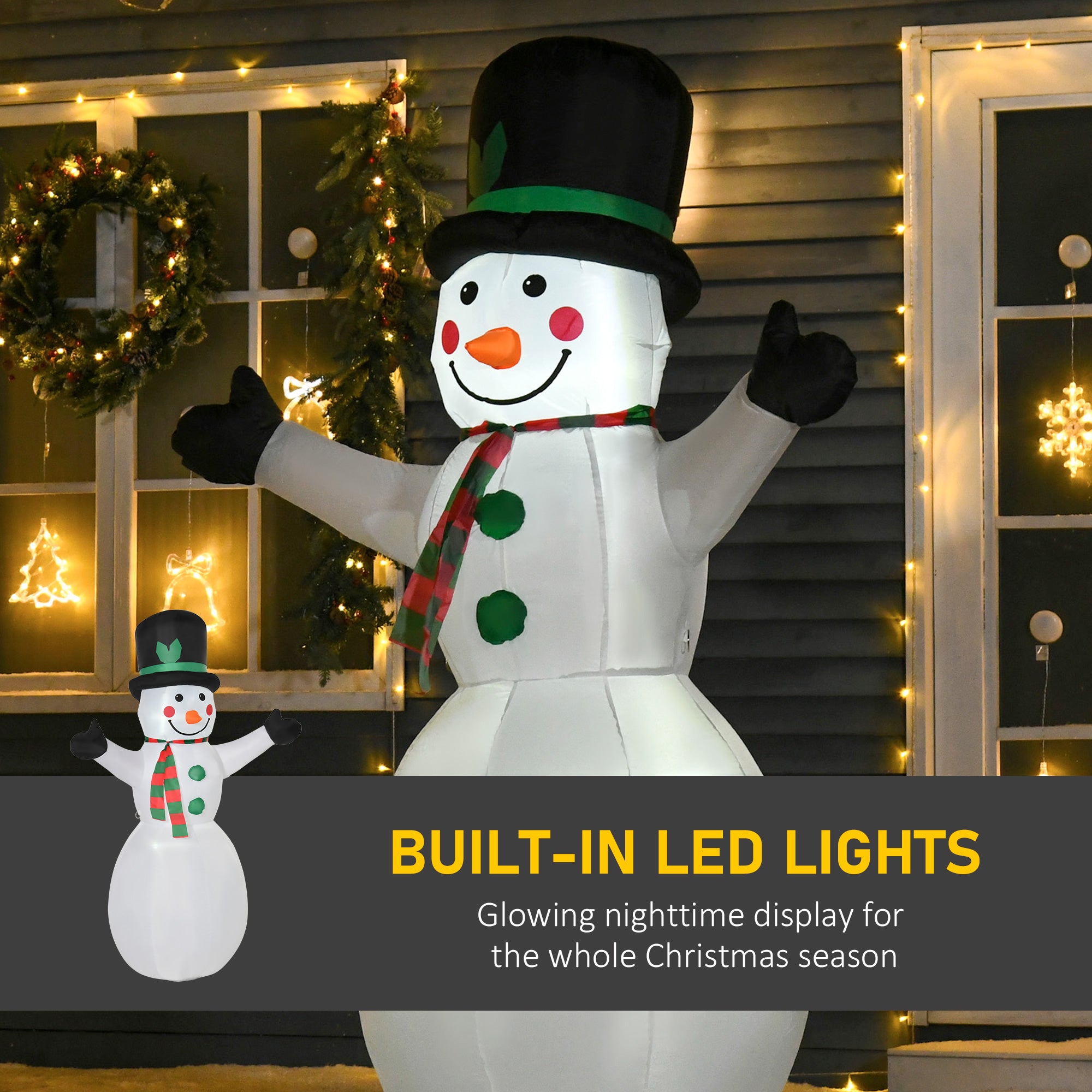 HOMCOM 6.5ft Inflatable Snowman LED Christmas Xmas Air Blown Holiday Decoration Outdoor Garden Decor - North Peak Garden Furniture