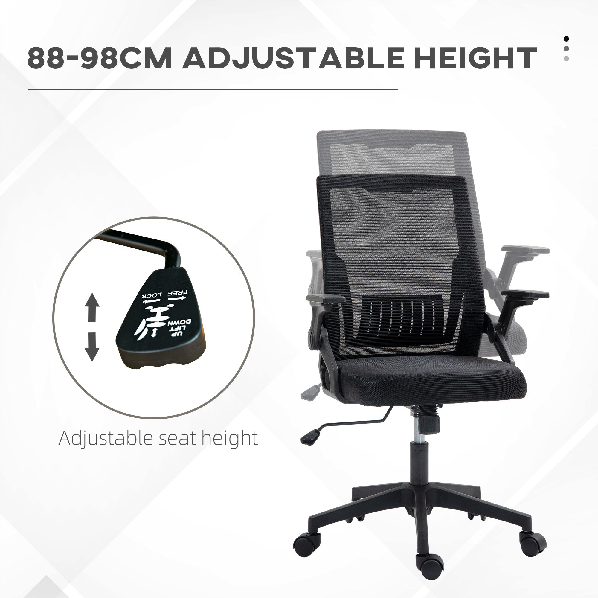 Vinsetto Office Chair, with Lumbar Support - Black - North Peak Garden Furniture
