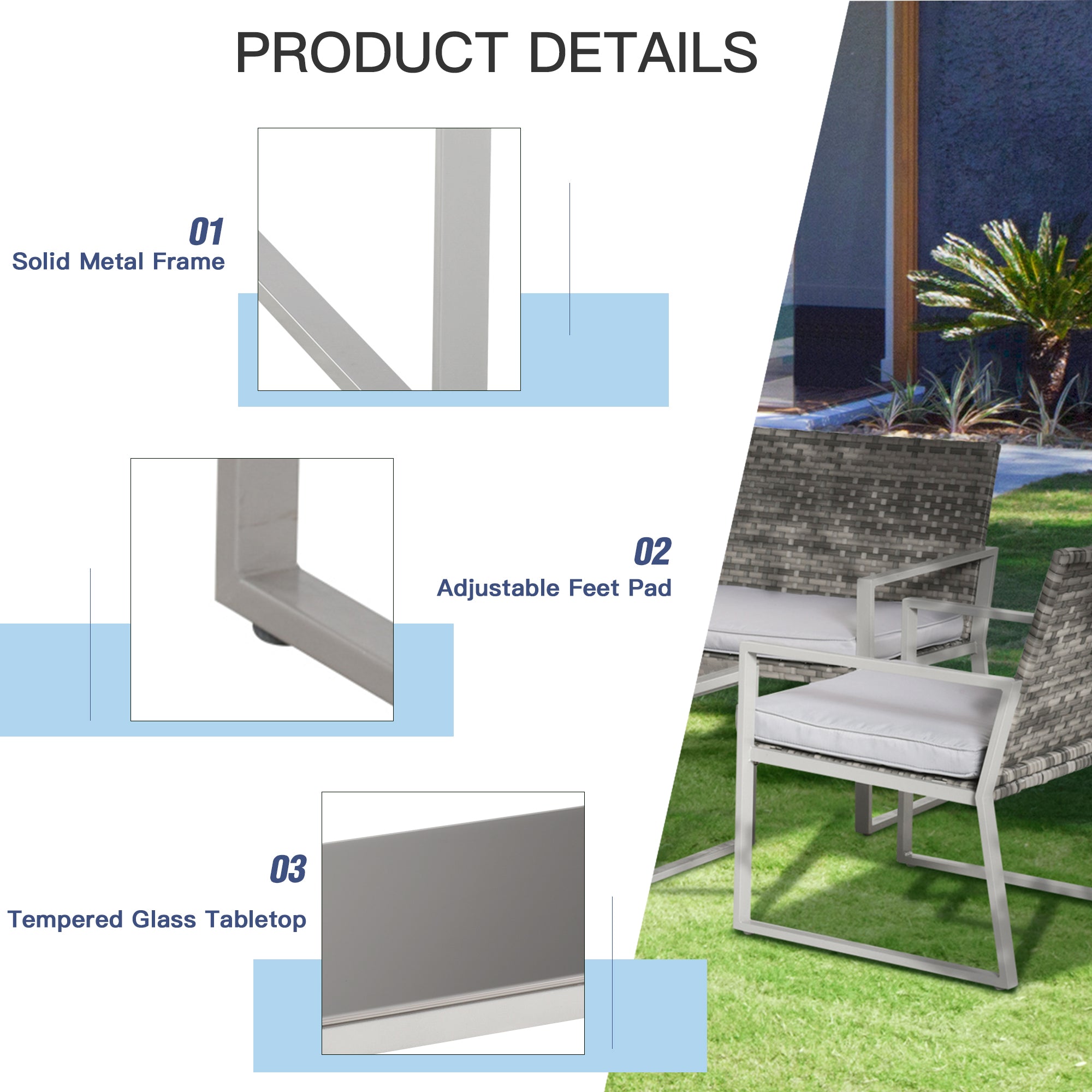 Outsunny 4PC Rattan Garden Furniture Set 2 Single Sofa Arm Chairs 1 Bench with Cushions & Coffee Table Patio Backyard Wicker Weave - North Peak Garden Furniture