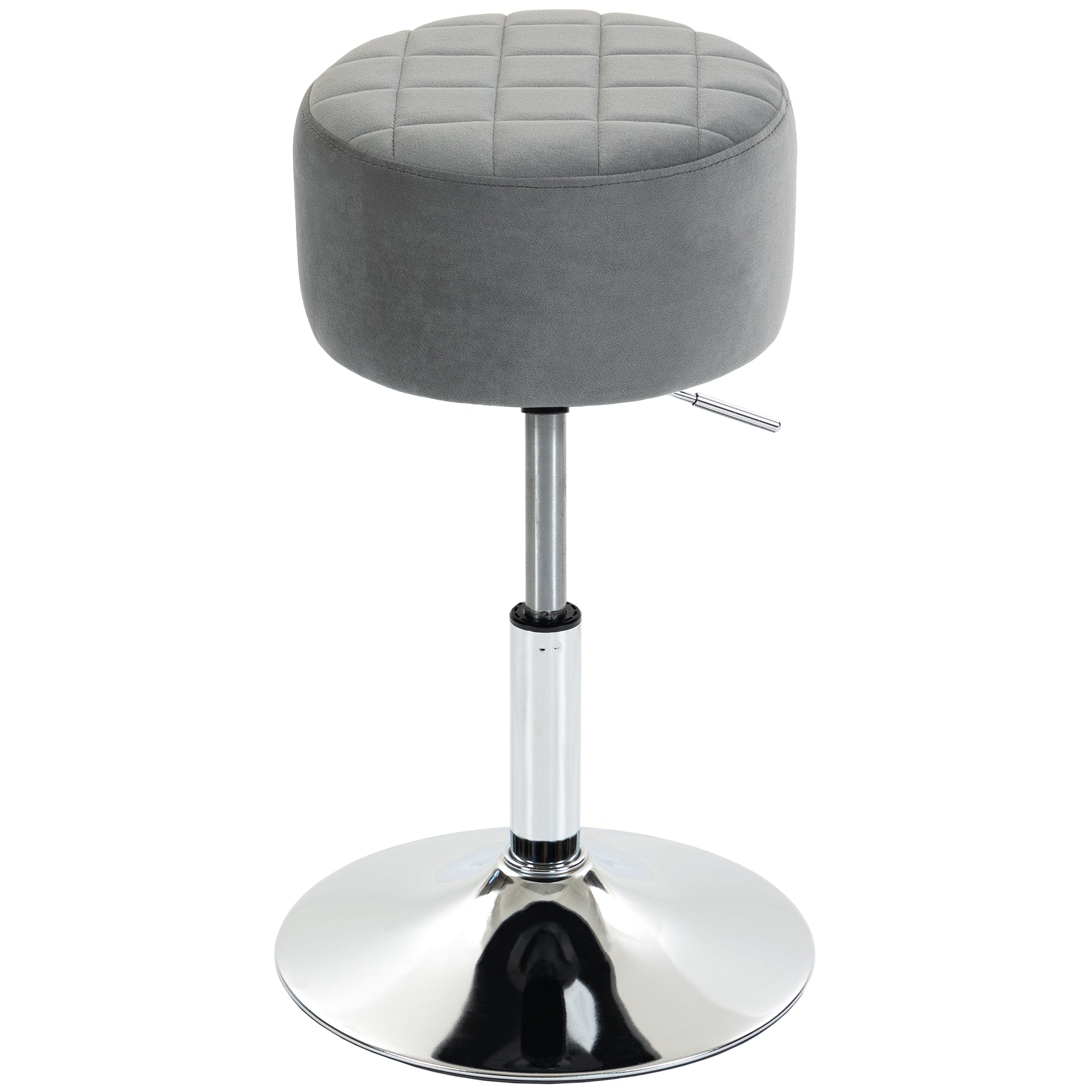 HOMCOM Bar Stool Adjustable Swivel Chair Velvet-Feel Seat 1 Piece, Grey
