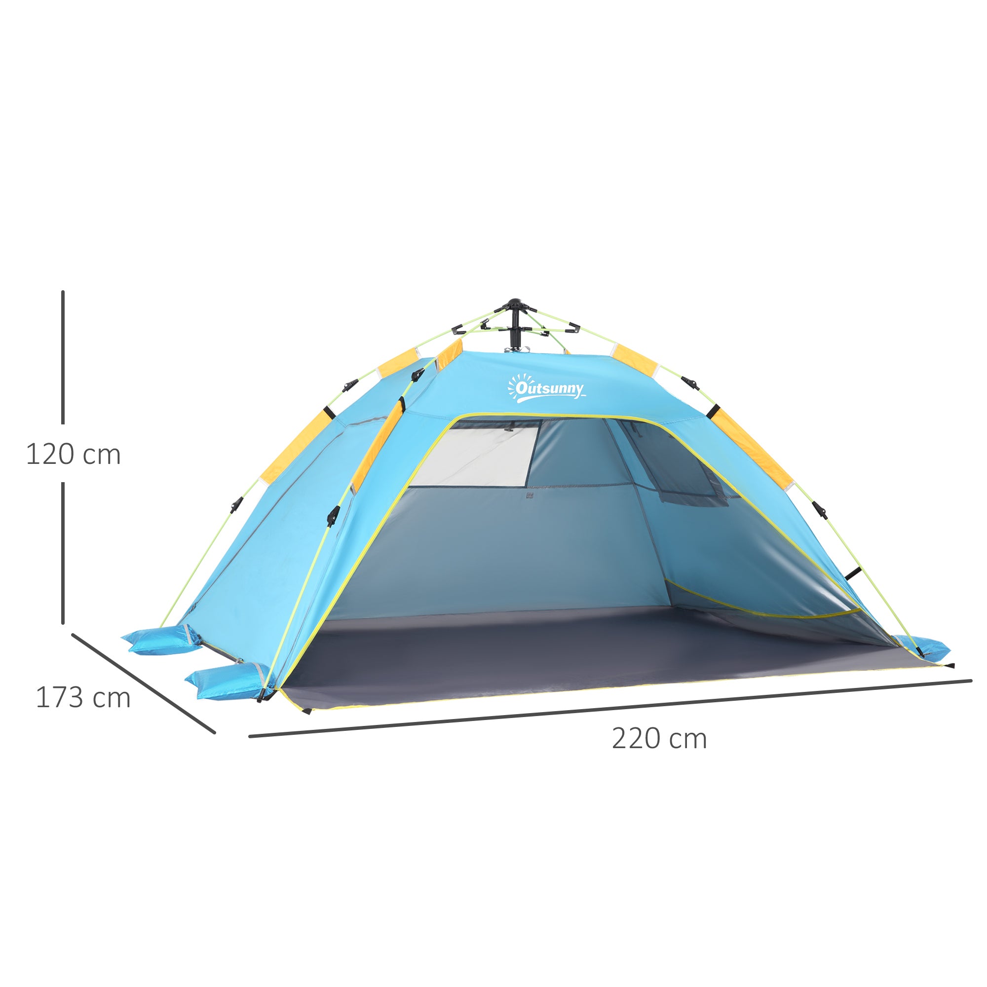 Outsunny Beach Tent for 1-2 Person Pop-up Design with 2 Mesh Windows & 2 Doors Dark Green