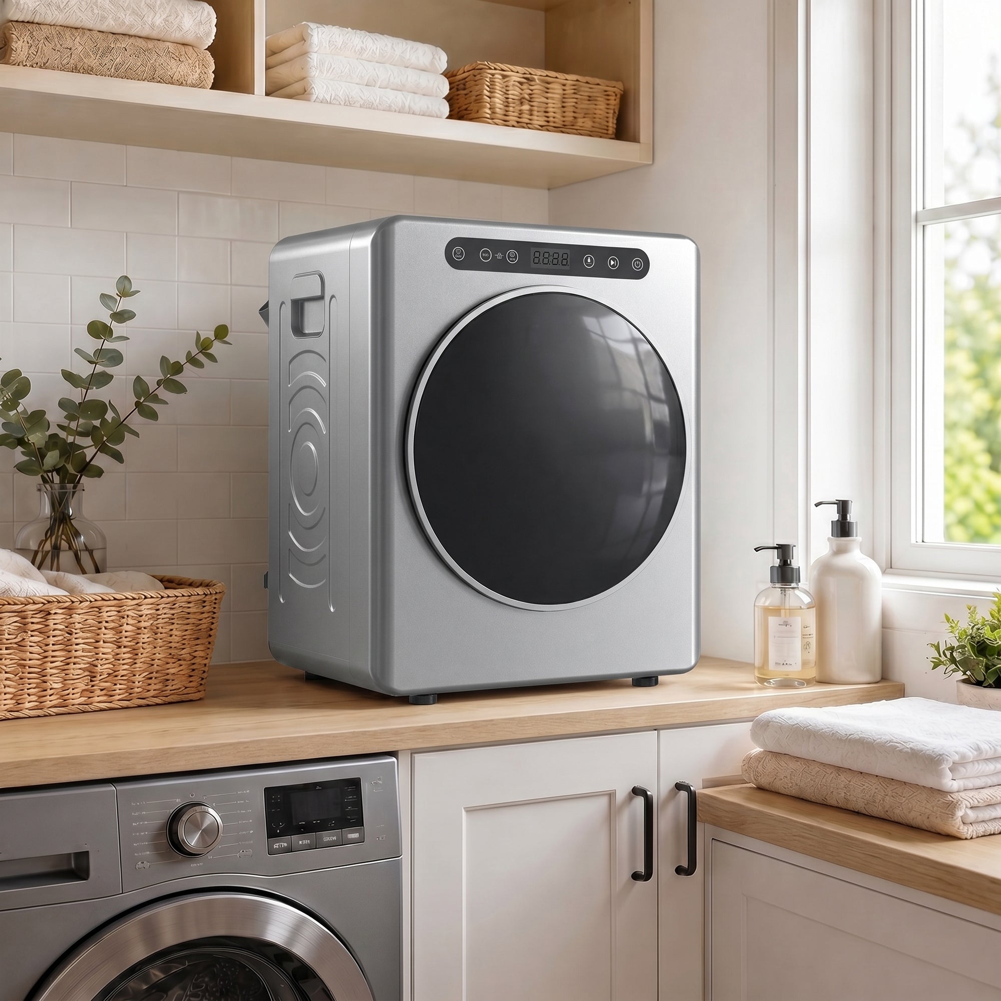 HOMCOM 5 kg Compact 40-60℃  Tumble Dryer - Silver Tone