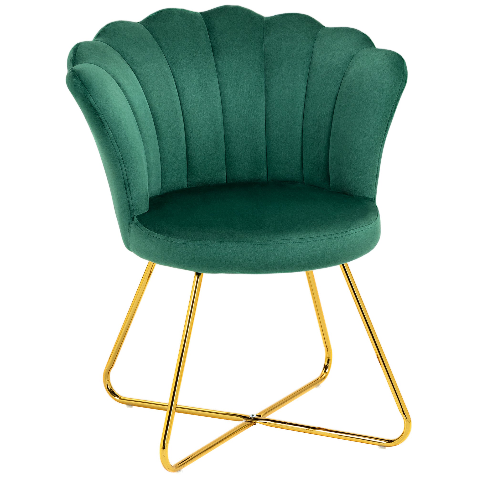 HOMCOM Velvet-Feel Lotus Petal Accent Chair - Green - North Peak Garden Furniture