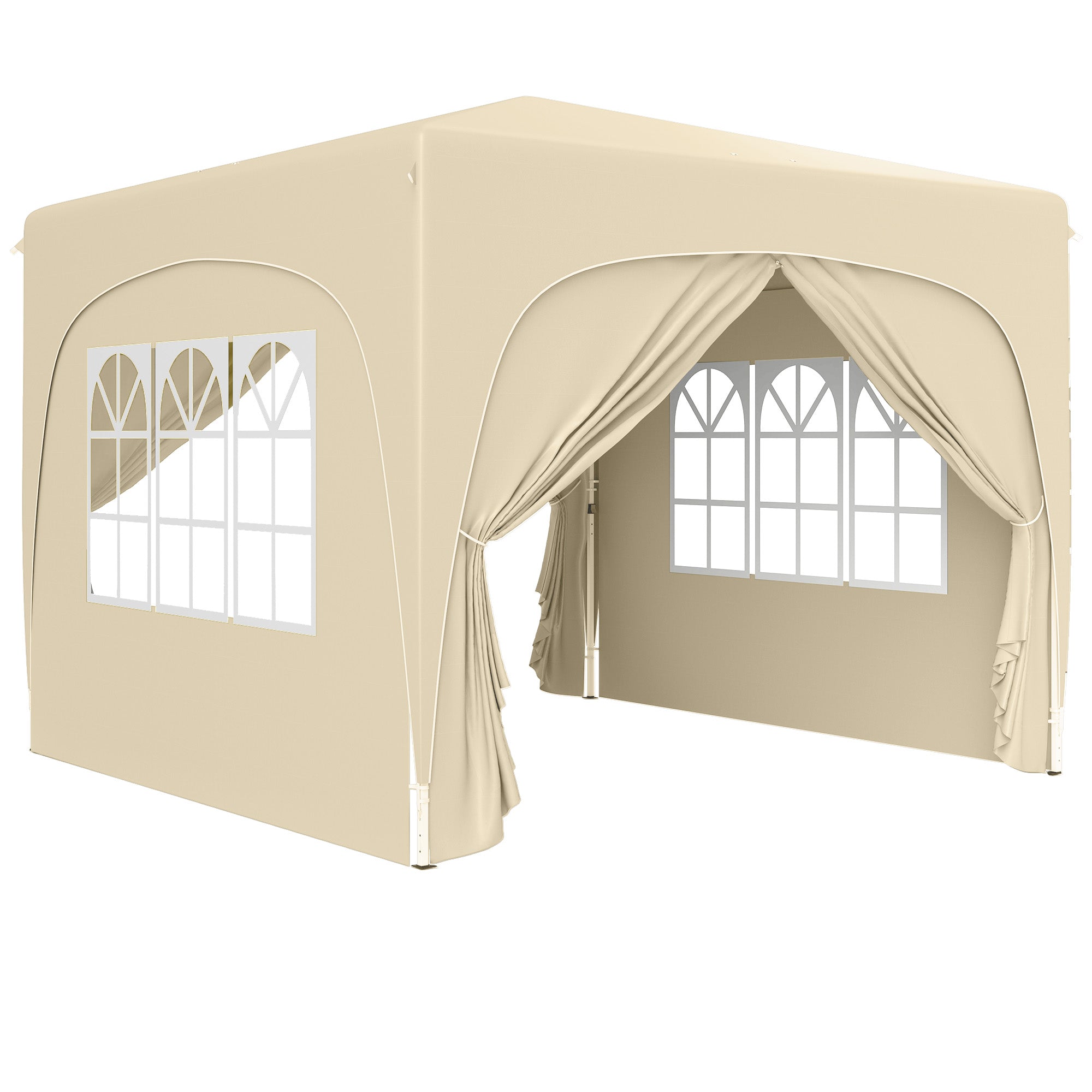 Outsunny 3 x 3m Pop-Up Gazebo Shelter, with Accessories - Sand - North Peak Garden Furniture