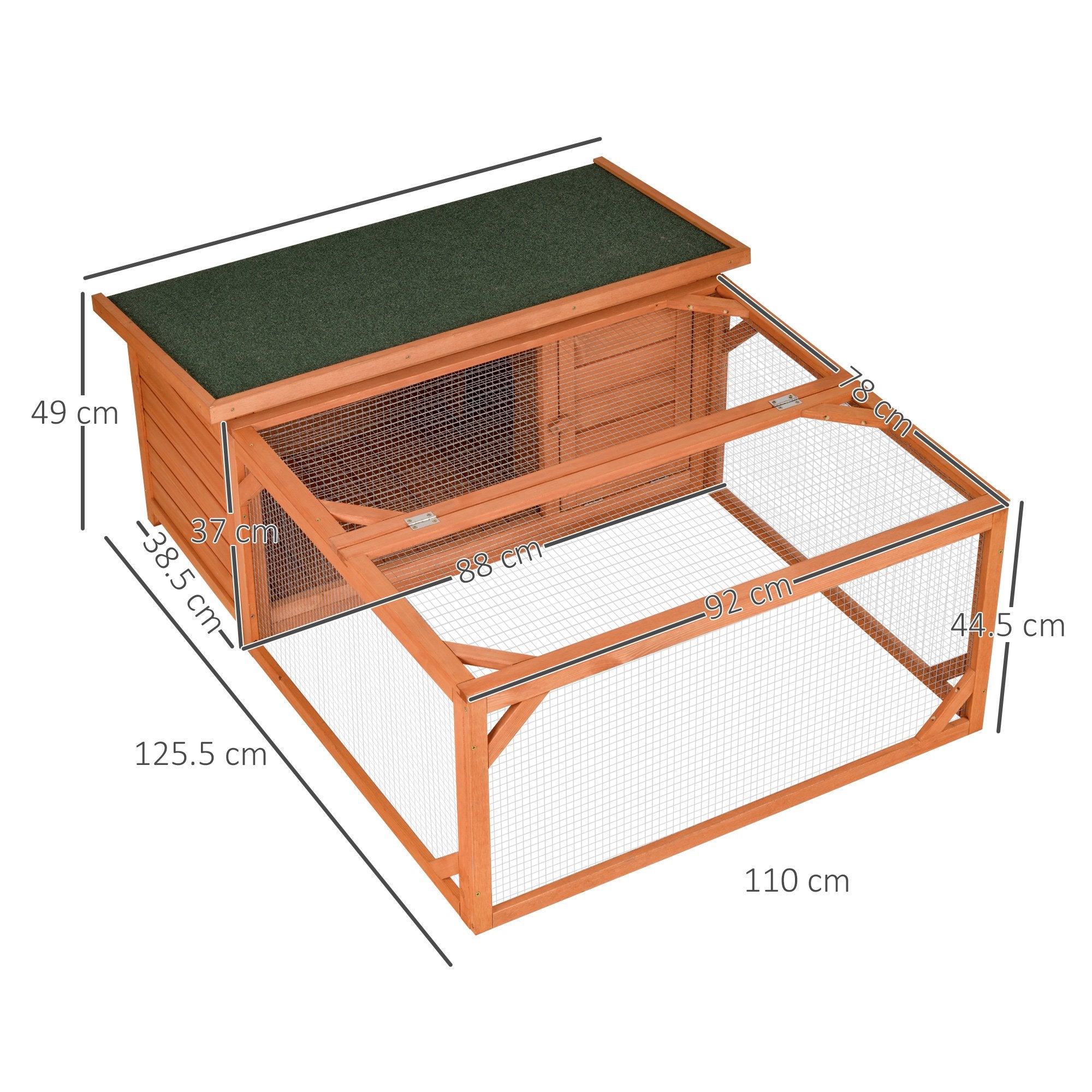 PawHut Guinea Pigs Hutches Off-ground Small Animal Guinea Pig House 125.5 x 100 x 49cm