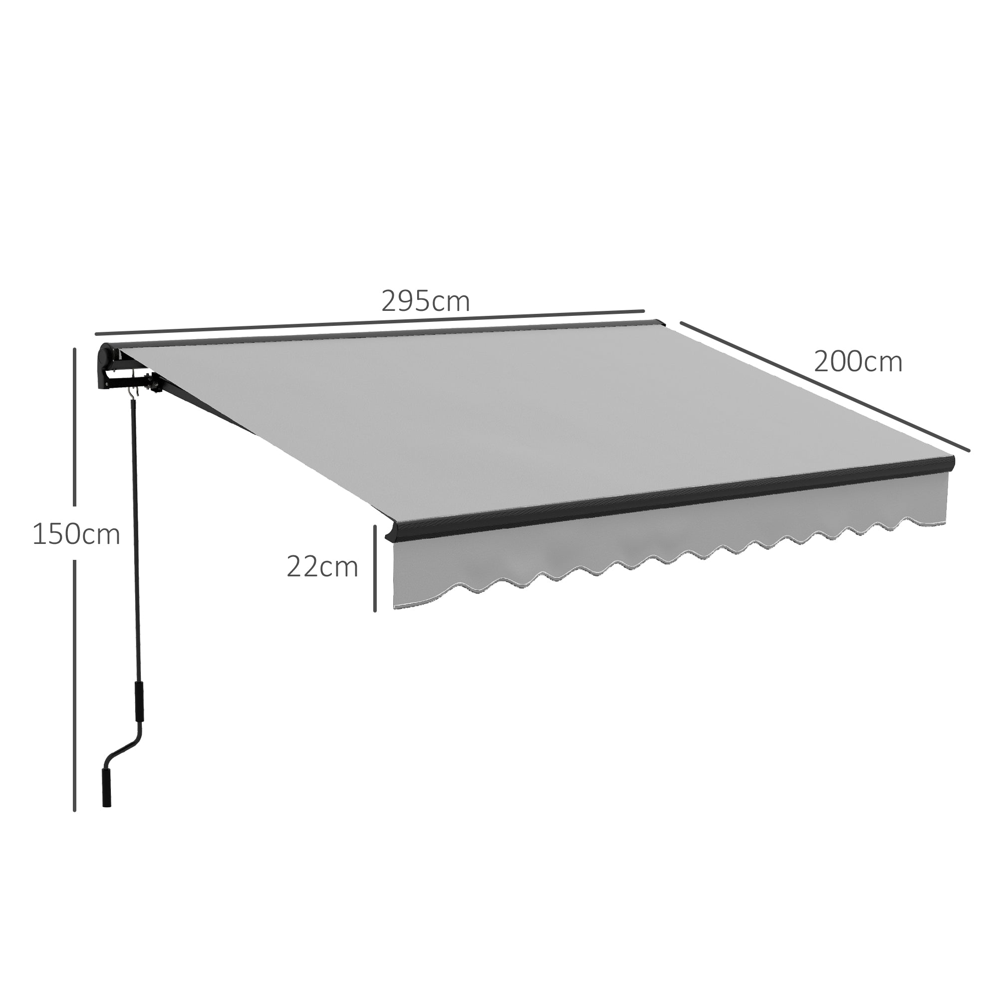 Outsunny 3 x 2m Aluminium Frame Electric Awning, with Remote - Grey/White