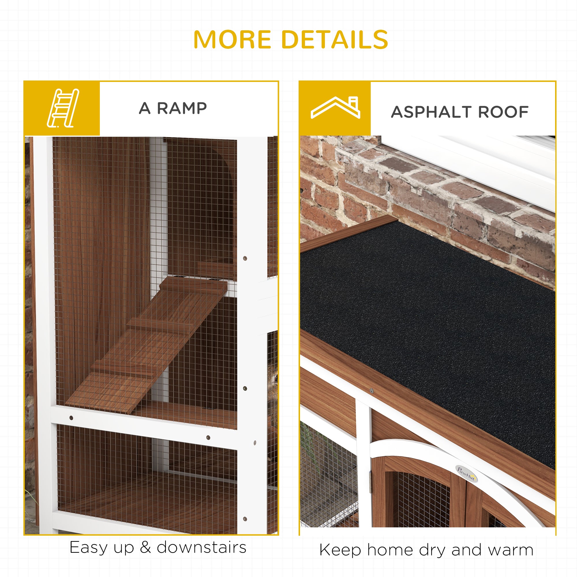 PawHut Two-Tier Wooden Pet Hutch with Openable Roof, Slide-Out Tray - North Peak Garden Furniture
