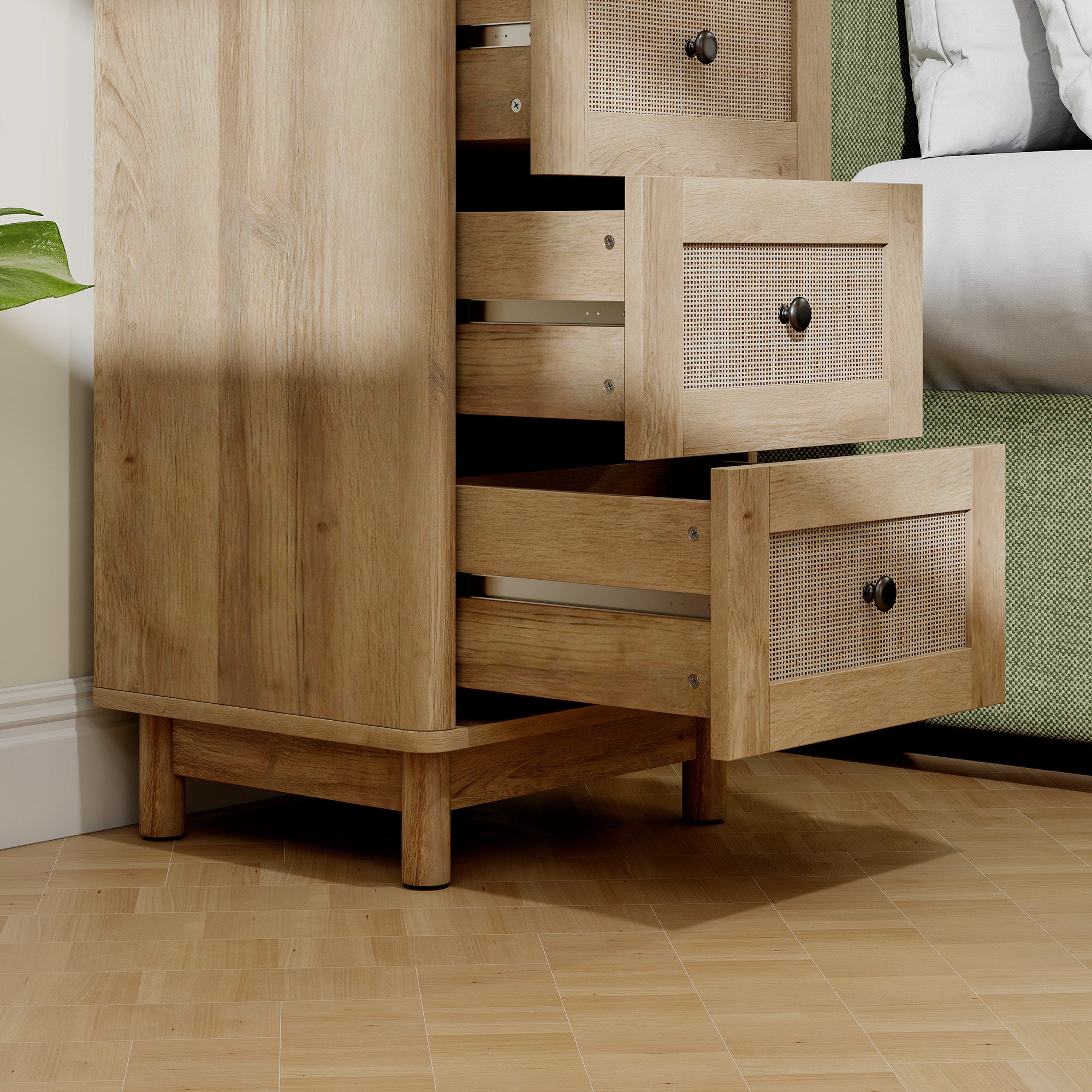 HOMCOM 40 cm Drawer Chest of Drawers with 3 Drawer - Oak