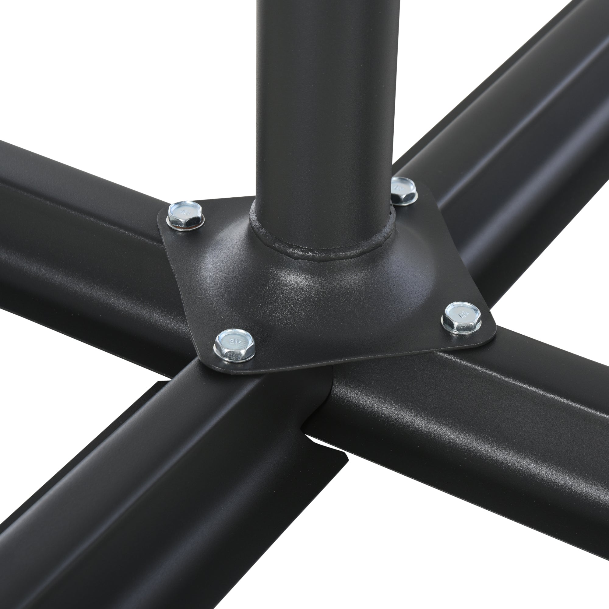 Outsunny 4PCs Fillable Parasol Base Weights with Steel Cross Base Garden Umbrella Stand 60L Water or 72kg Sand Filled Weights Plastic Black - North Peak Garden Furniture