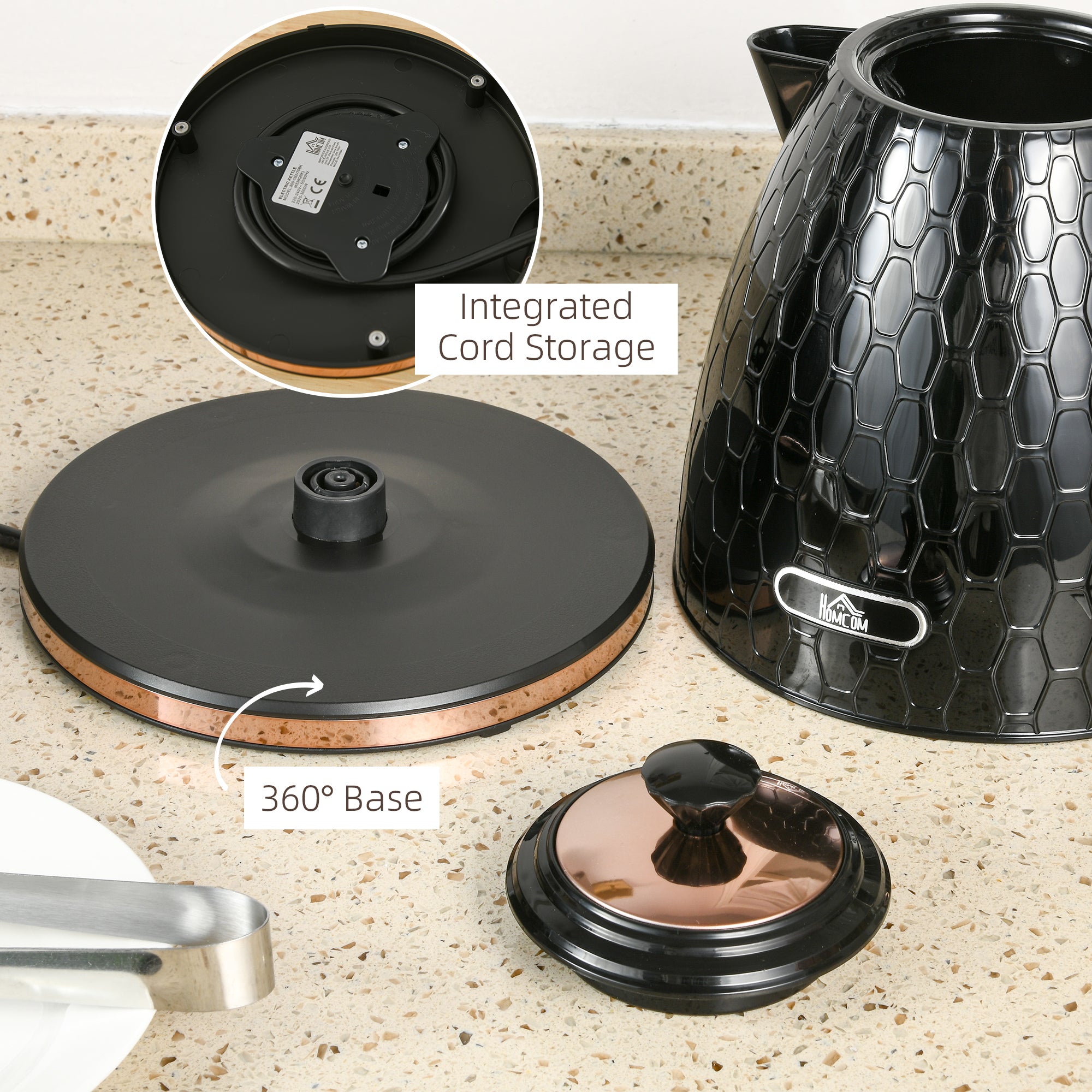 HOMCOM 3kW Rapid Boil Honeycomb Kettle - Black - North Peak Garden Furniture