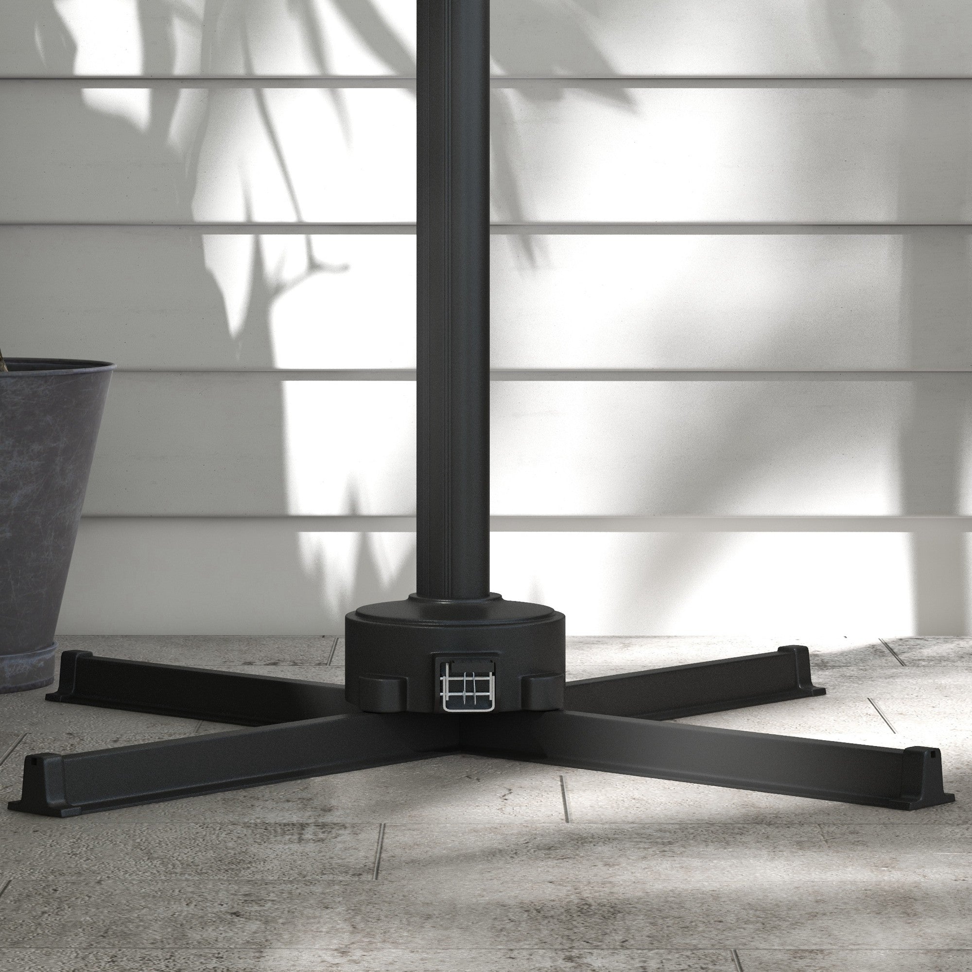 Outsunny 3(m) Adjustable Cantilever Parasol with Base, Solar LED Lights, Khaki - North Peak Garden Furniture