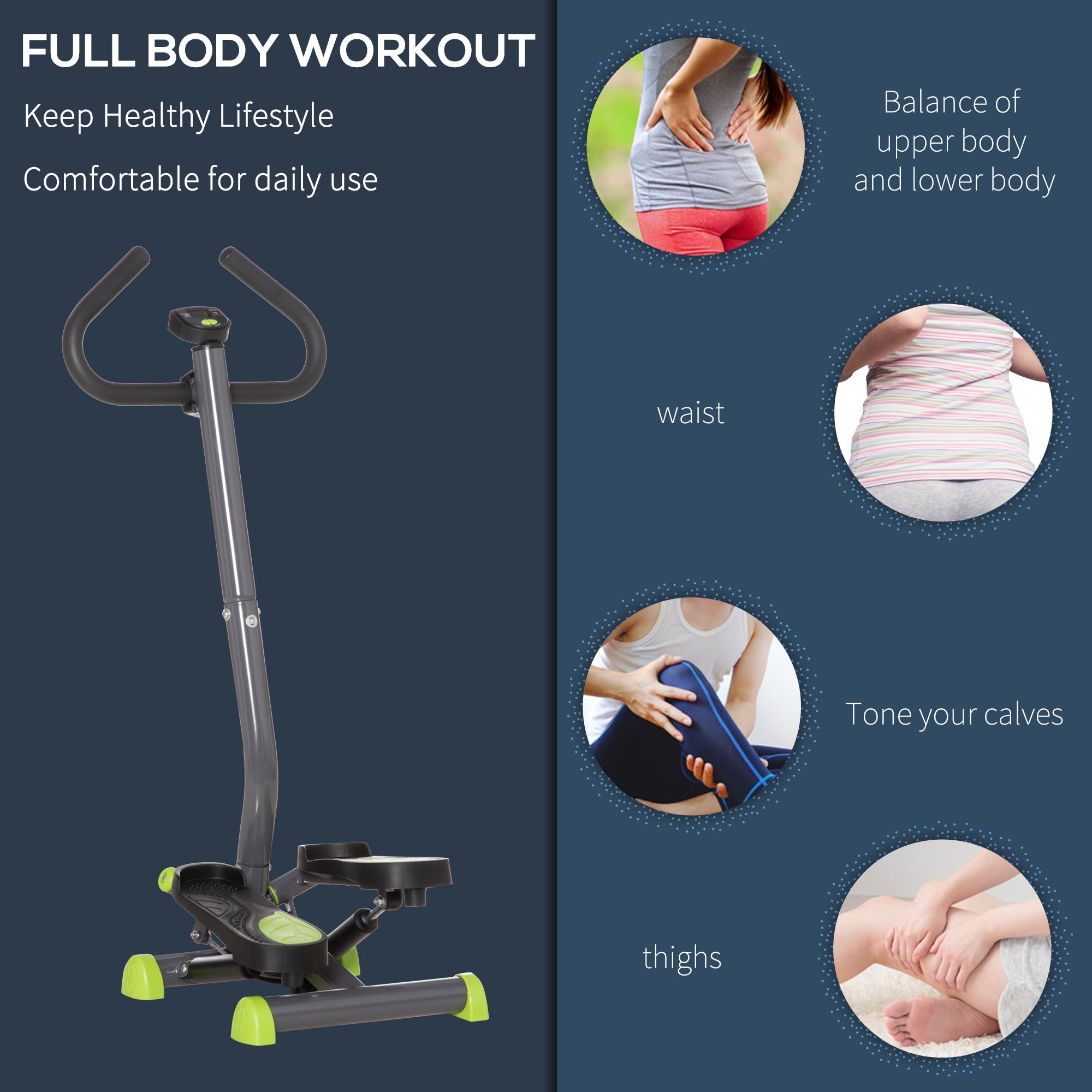 HOMCOM Twister Stepper Height Adjustable Step Machine, with LCD Screen - Grey - North Peak Garden Furniture