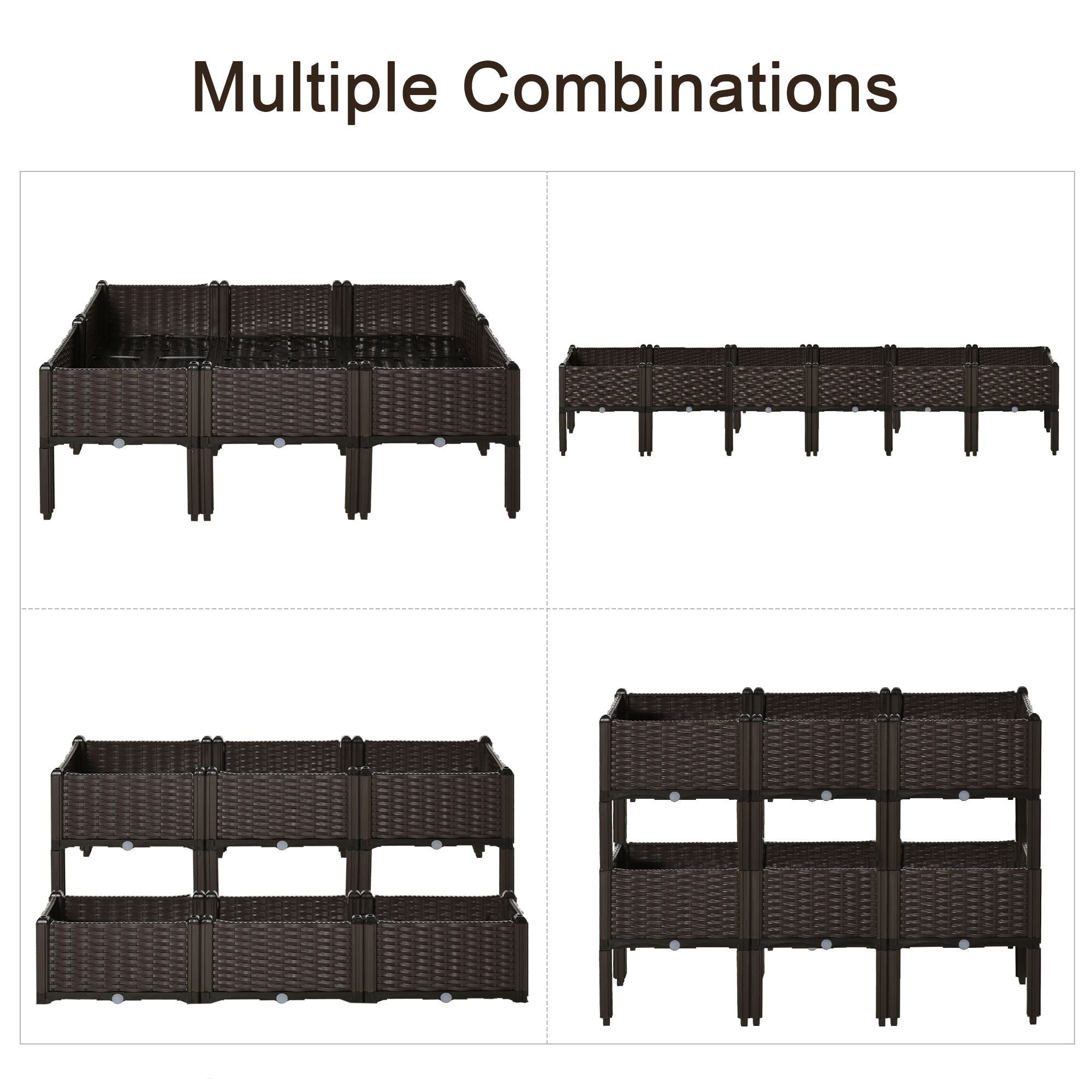 Outsunny Innovative Stacking Raised Bed: Polypropylene Planter for Veggies & Herbs, Efficient Drainage, Earthy Brown