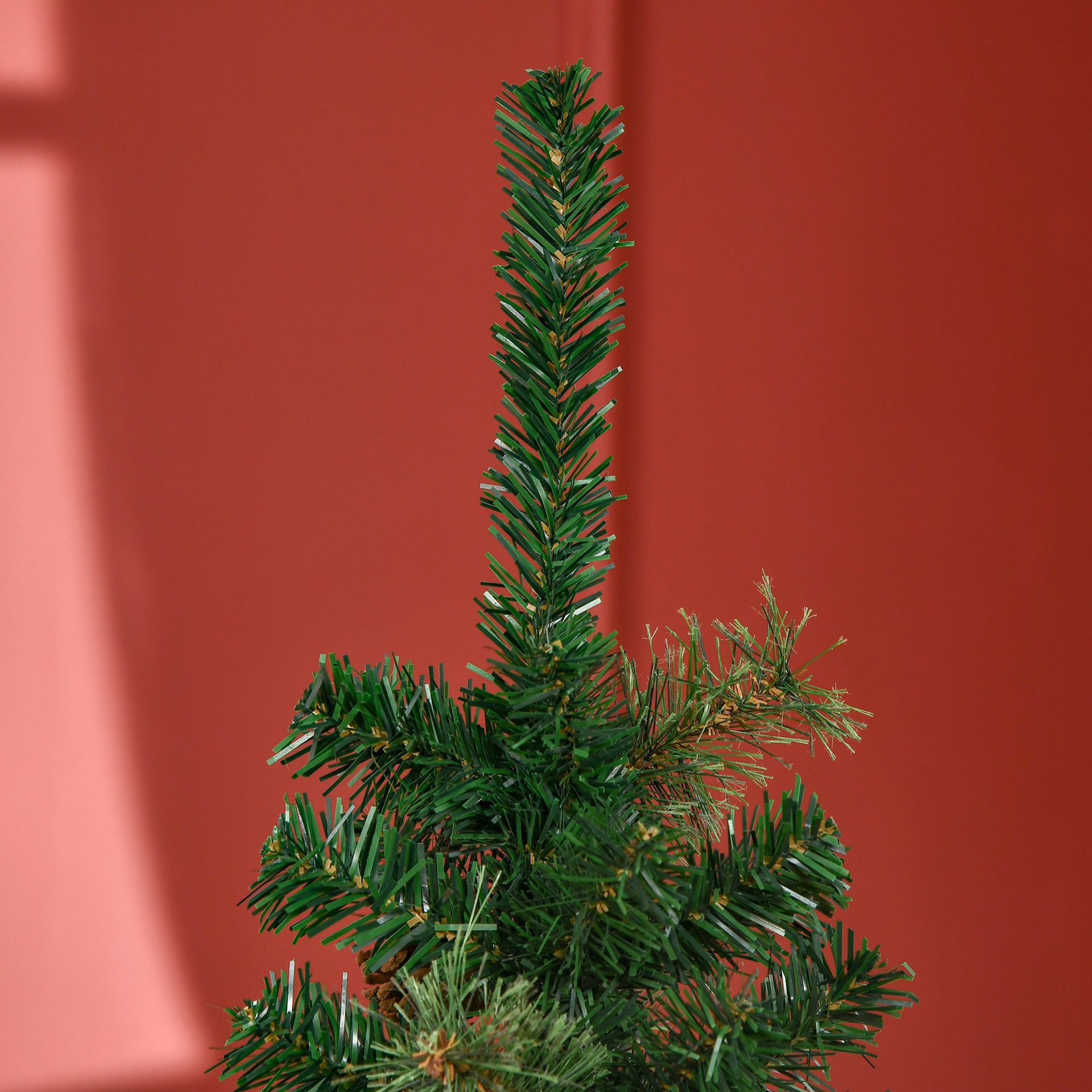HOMCOM 5.5FT Tall Pencil Slim Artificial Christmas Tree with Realistic Branches, Tip Count and Pine Cones, Pine Needles Tree, Xmas Decoration, Green - North Peak Garden Furniture
