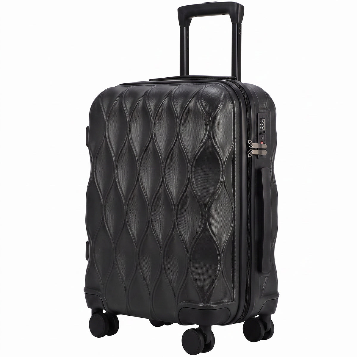 HOMCOM 56cm 41L Suitcase, Lightweight ABS Hard Shell Carry On Luggage with TSA Lock, Spinner Wheels, Telescopic Handle, Black