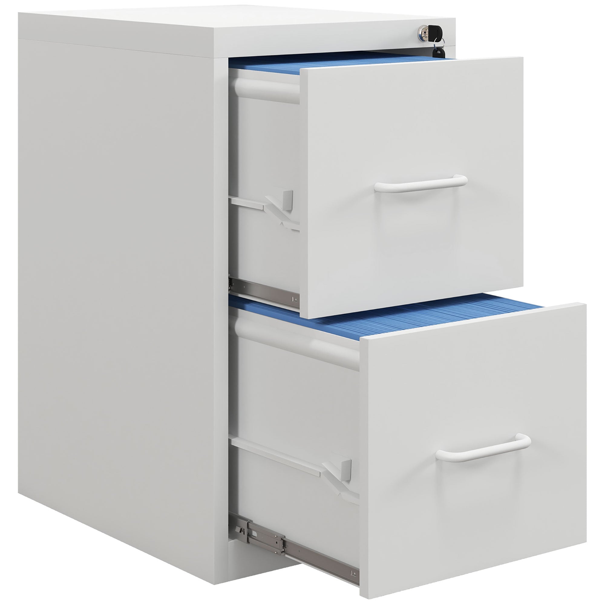 HOMCOM Two-Drawer Modern Steel Filing Cabinet - Cream - North Peak Garden Furniture