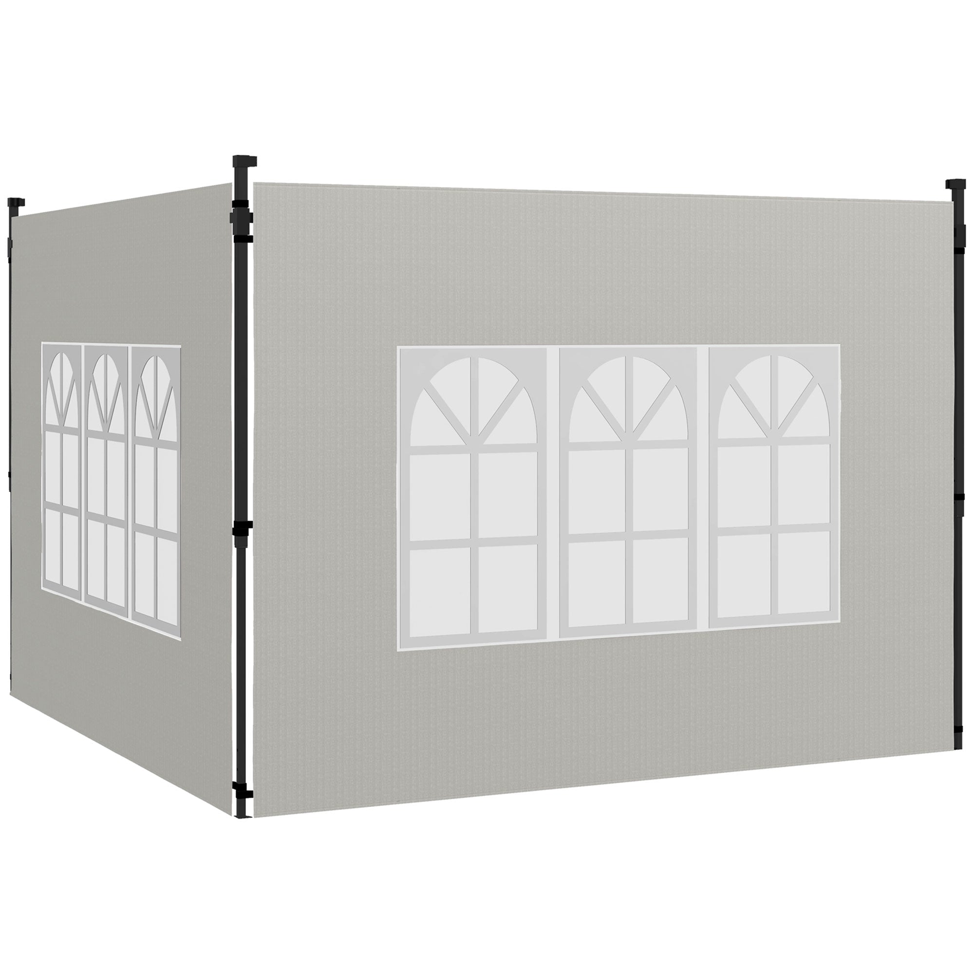 Outsunny Gazebo Side Panels, Sides Replacement with Window for 3x3(m) or 3x6m Gazebo Canopy, 2 Pack, White - North Peak Garden Furniture